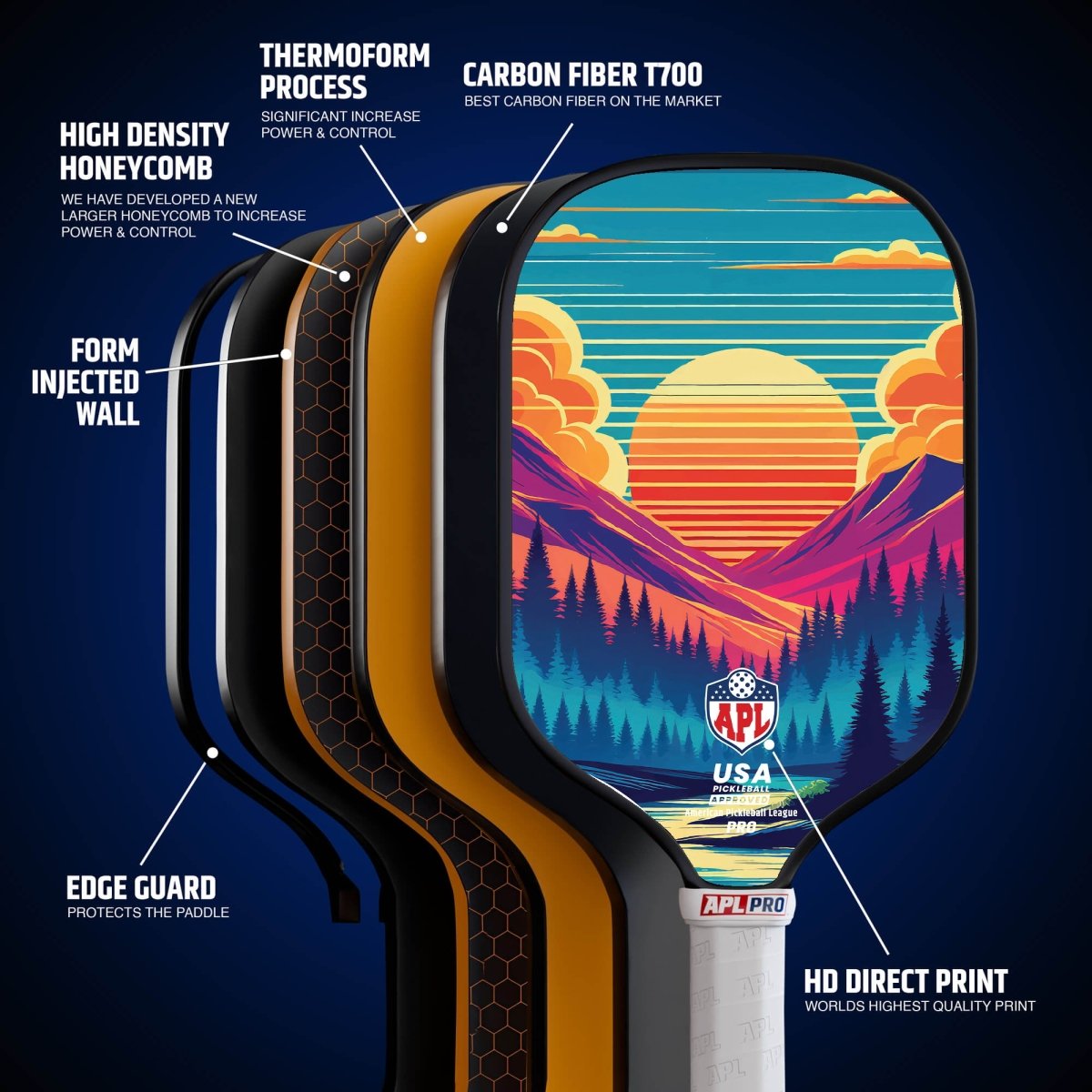 APL - Trees Pickleball Paddle | 16mm Carbon Fiber | Best Pickleball Paddles | American Pickleball League