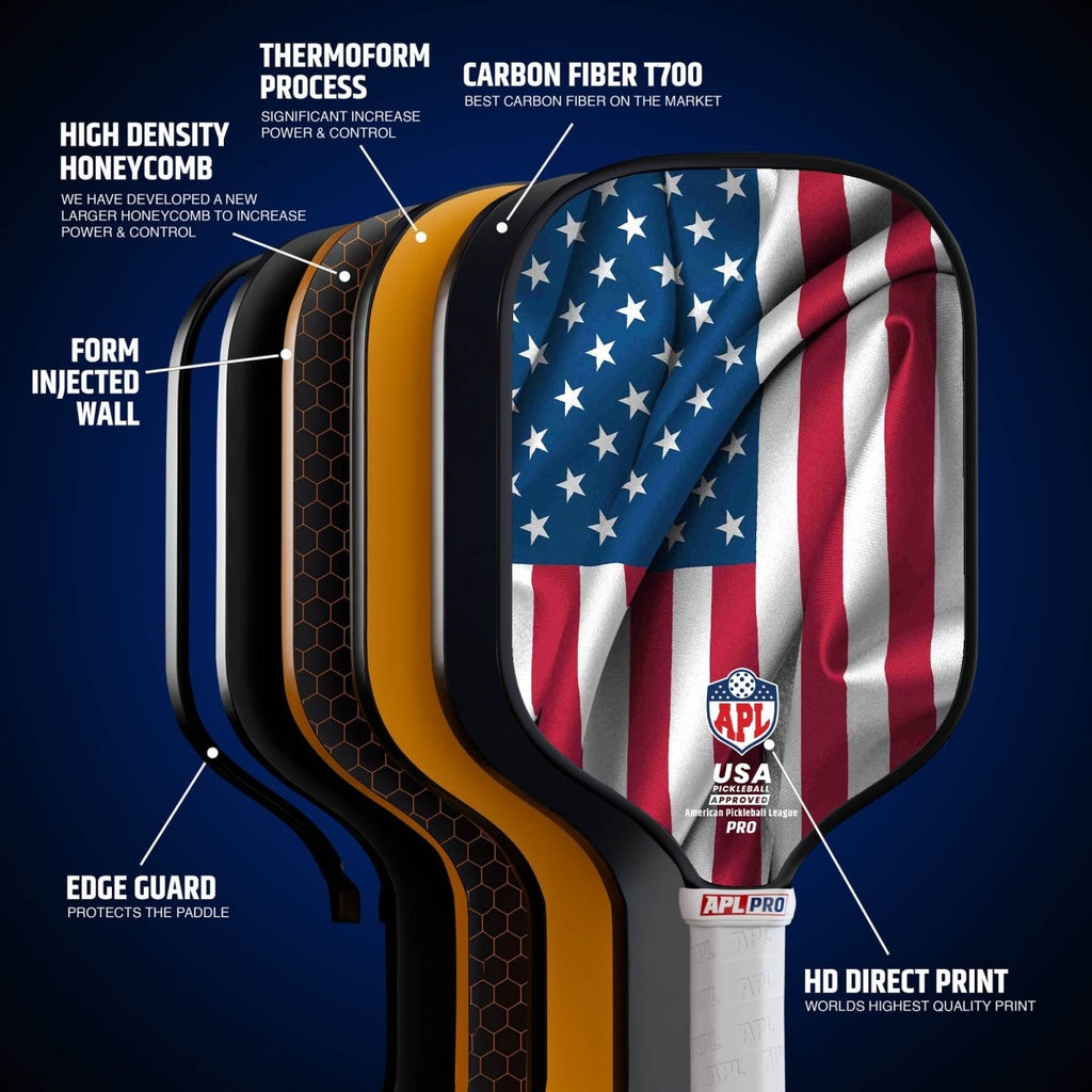APL - US Flag Pickleball Paddle | 16mm Carbon Fiber | Best Pickleball Paddles | American Pickleball League