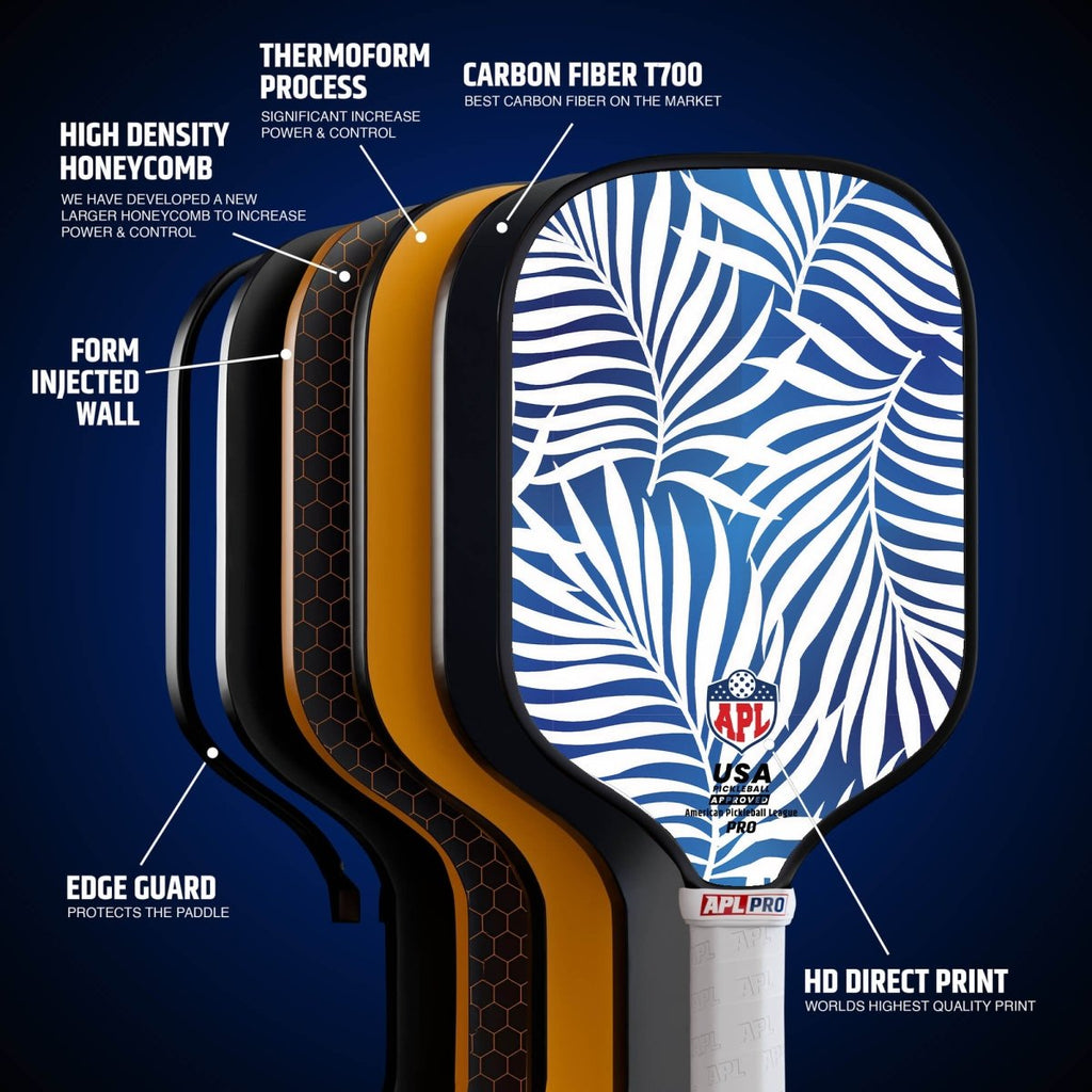 APL - White Leaves Pickleball Paddle | 16mm Carbon Fiber | Best Pickleball Paddles | American Pickleball League