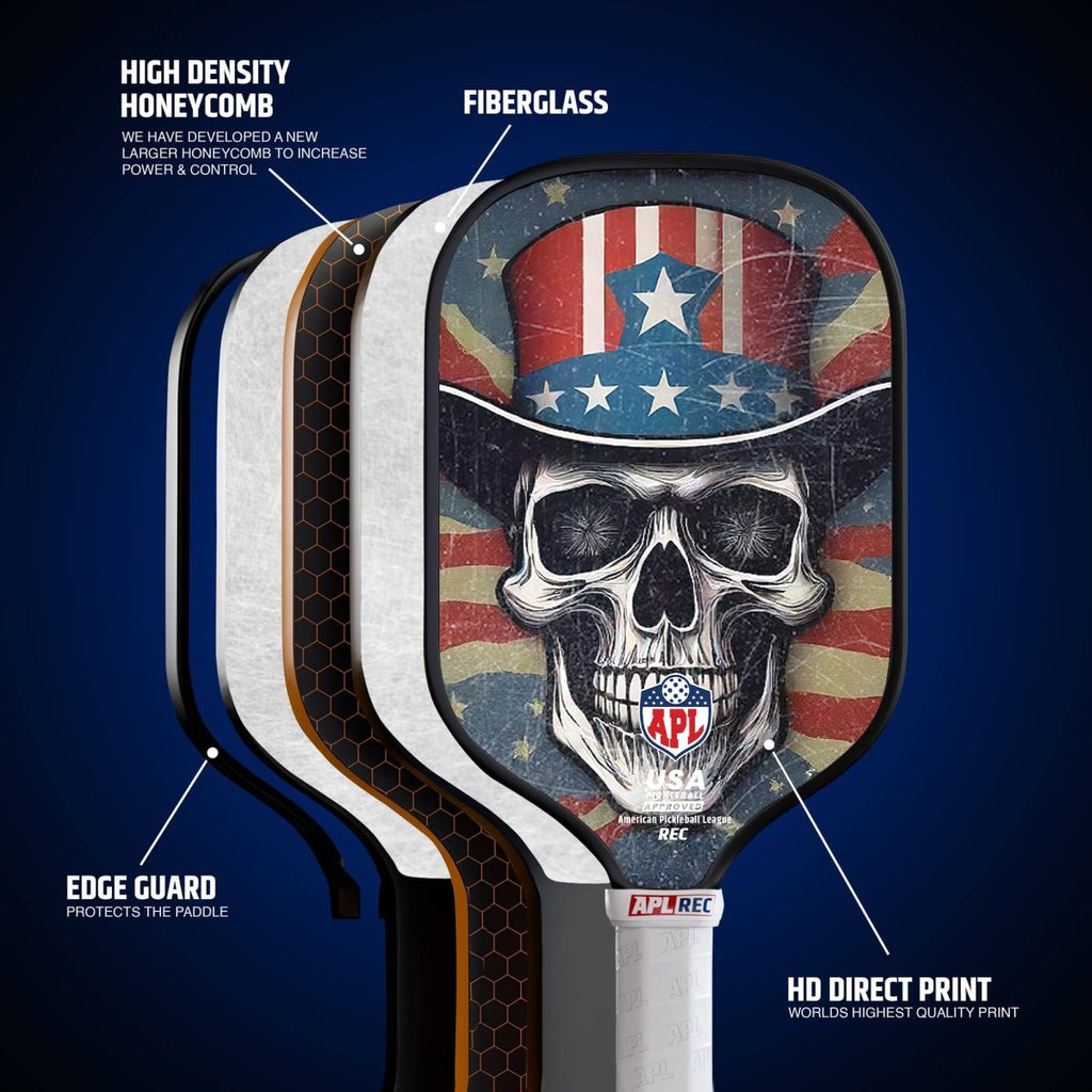 APL - Skulls Hat Pickleball Paddle | 16mm Carbon Fiber | Best Pickleball Paddles | American Pickleball League