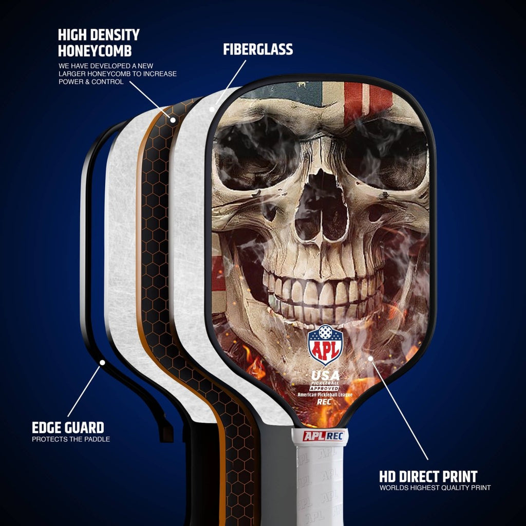 APL - Smoky Skull Pickleball Paddle | 16mm Carbon Fiber | Best Pickleball Paddles | American Pickleball League