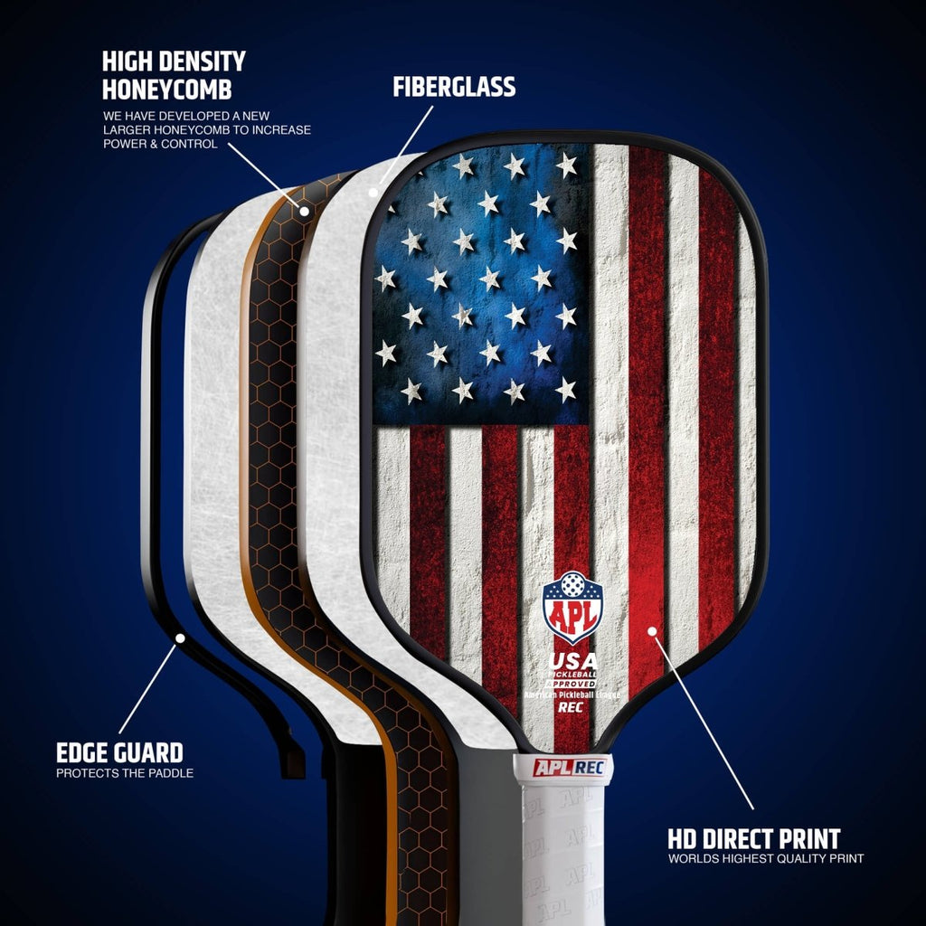 APL - US Flag Pickleball Paddle | 16mm Carbon Fiber | Best Pickleball Paddles | American Pickleball League