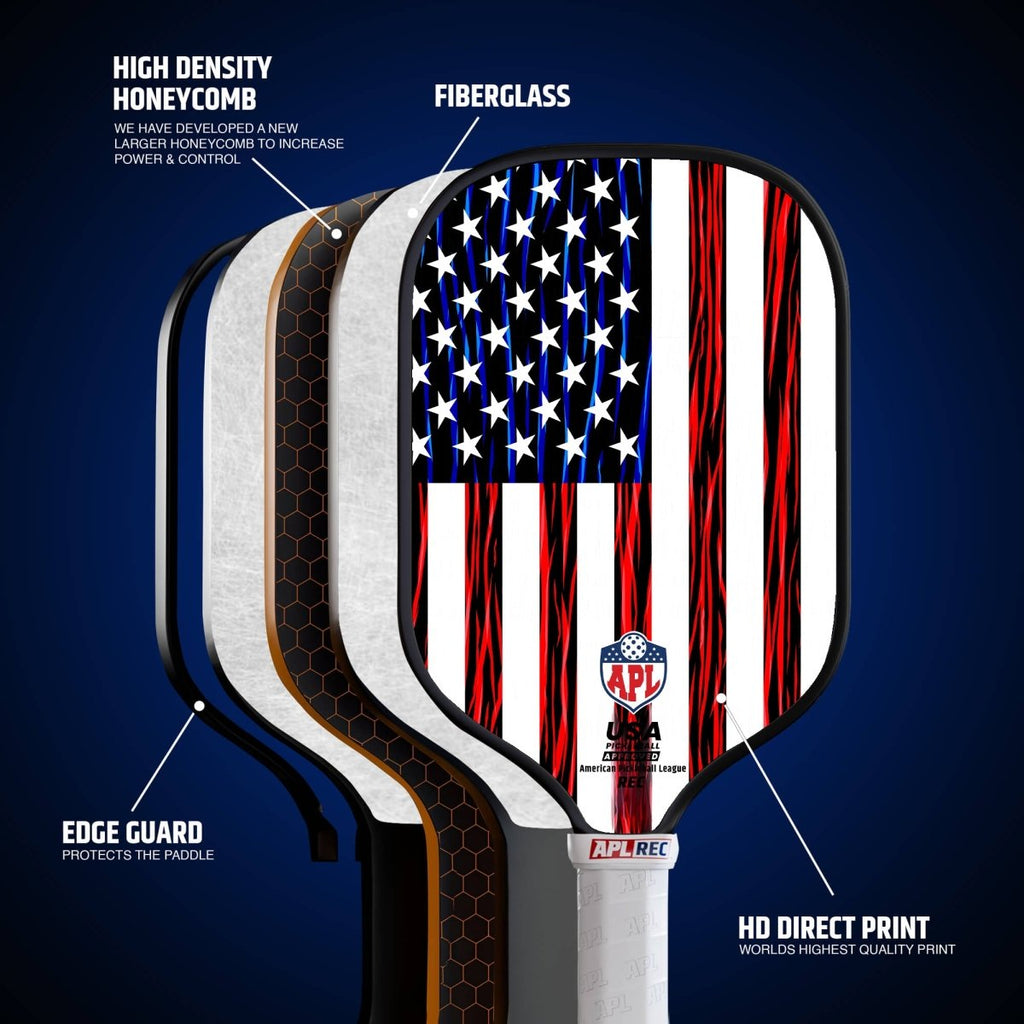 APL - US Flag Pickleball Paddle | 16mm Carbon Fiber | Best Pickleball Paddles | American Pickleball League