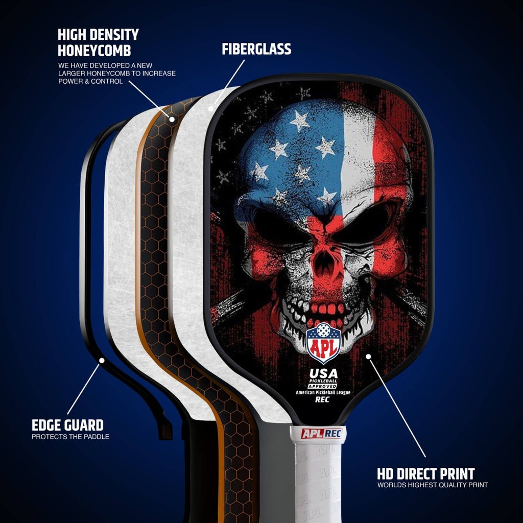 APL - Skull Flag Pickleball Paddle | 16mm Carbon Fiber | Best Pickleball Paddles | American Pickleball League