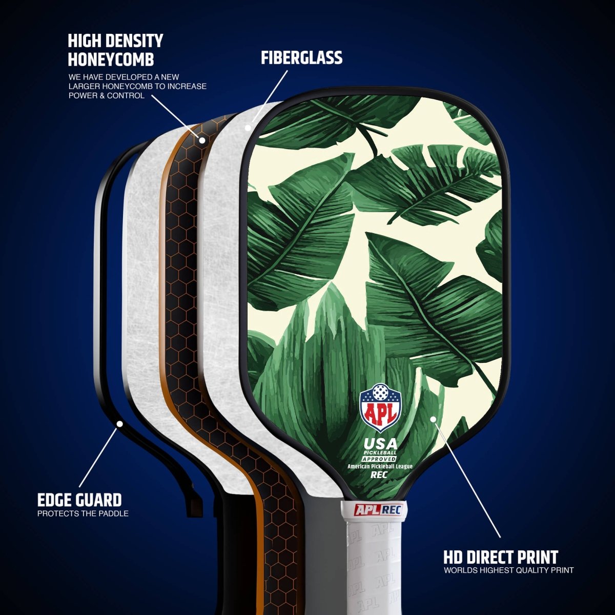 APL - Green Leaves Pickleball Paddle | 16mm Carbon Fiber | Best Pickleball Paddles | American Pickleball Leage