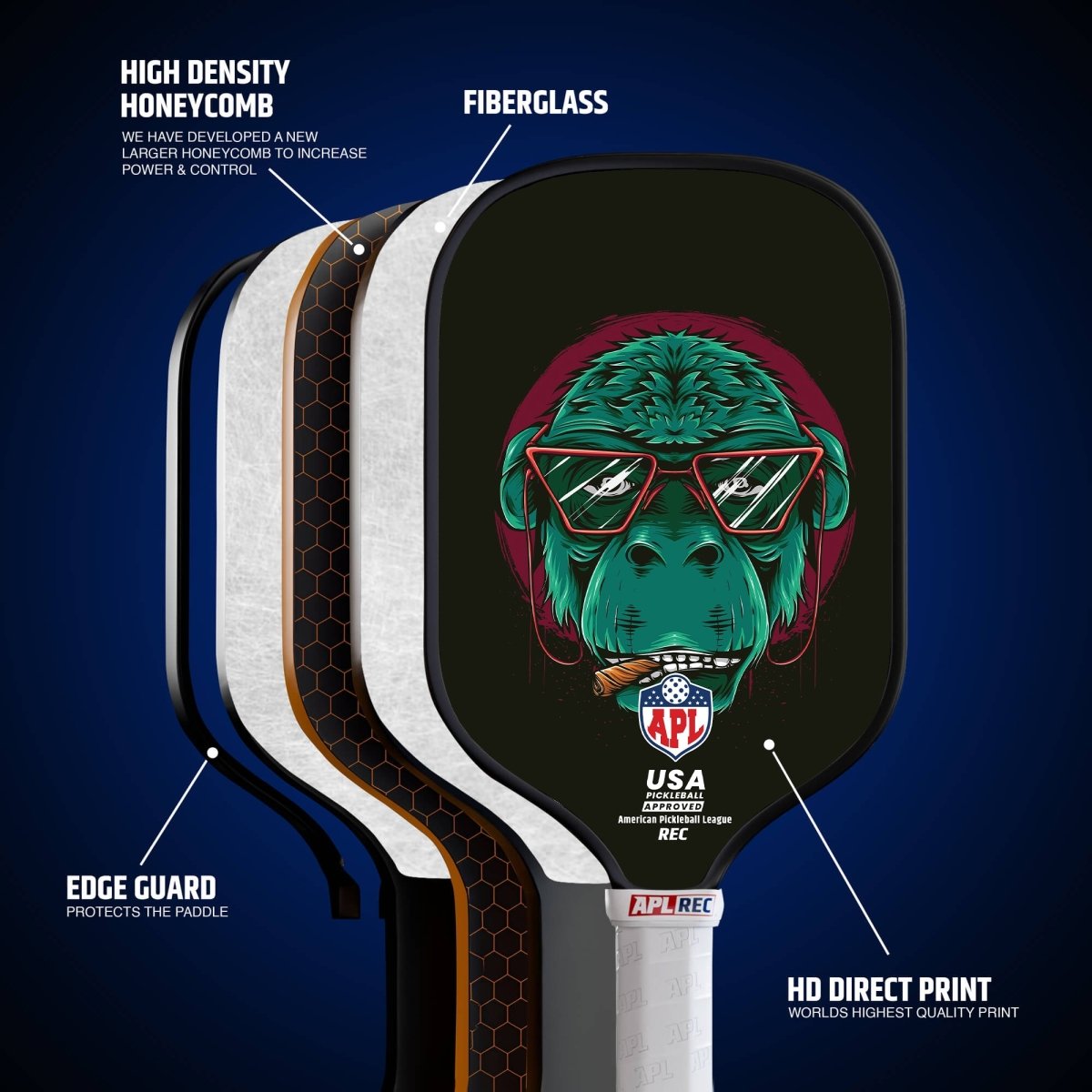 APL - Skull Glasses Pickleball Paddle | 16mm Carbon Fiber | Best Pickleball Paddles | American Pickleball League