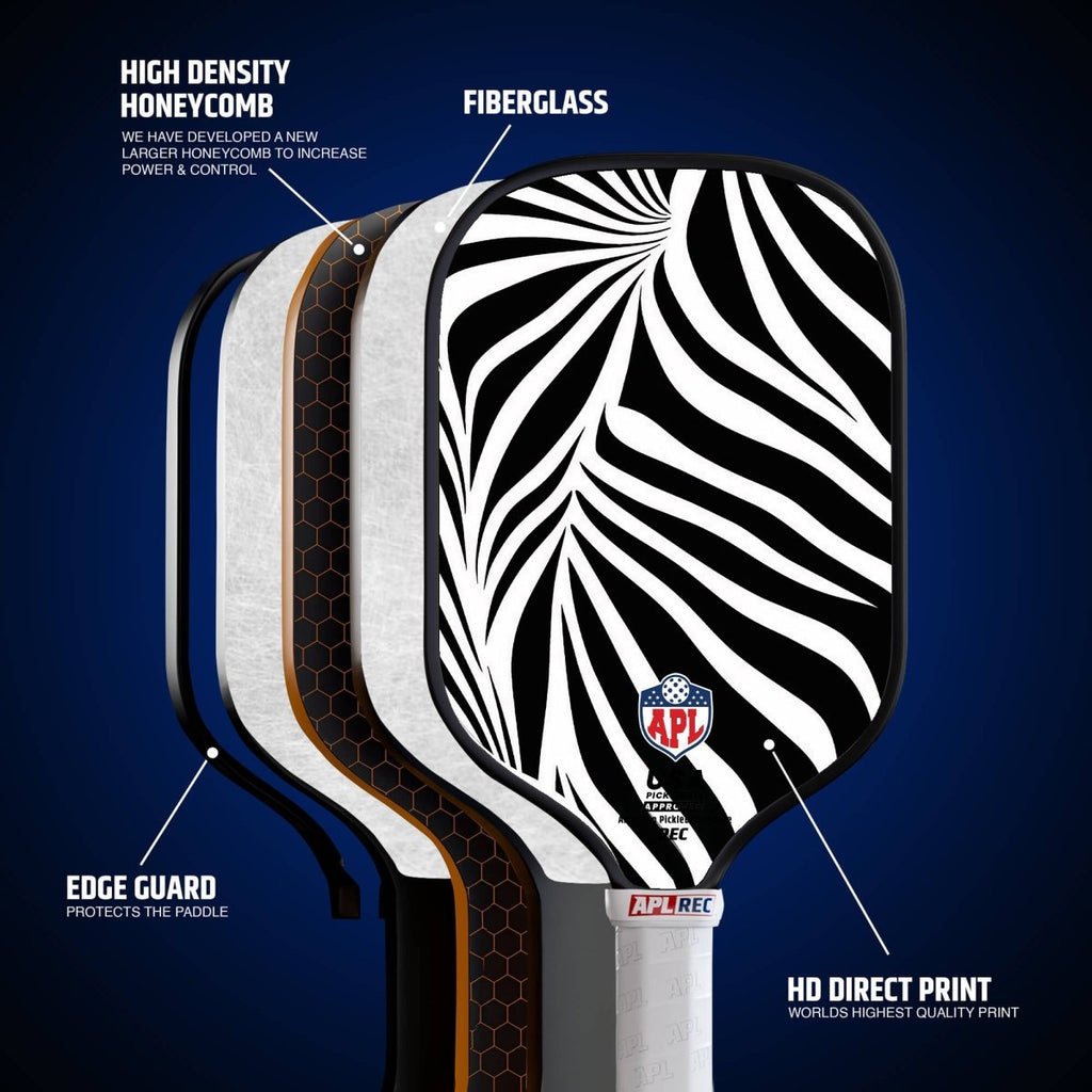 APL - White Black Patterns Pickleball Paddle | 16mm Carbon Fiber | Best Pickleball Paddles | American Pickleball League