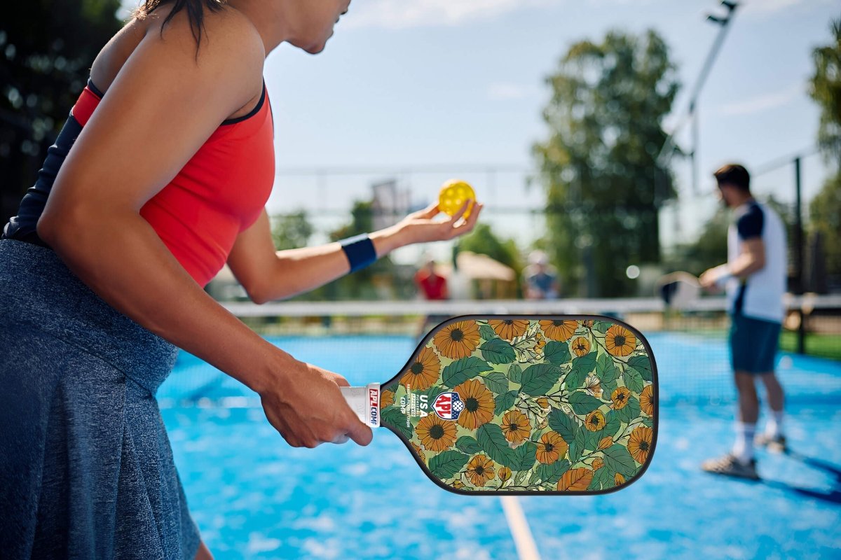 APL - Sun Flowers Pickleball Paddle | 16mm Carbon Fiber | Best Pickleball Paddles | American Pickleball League