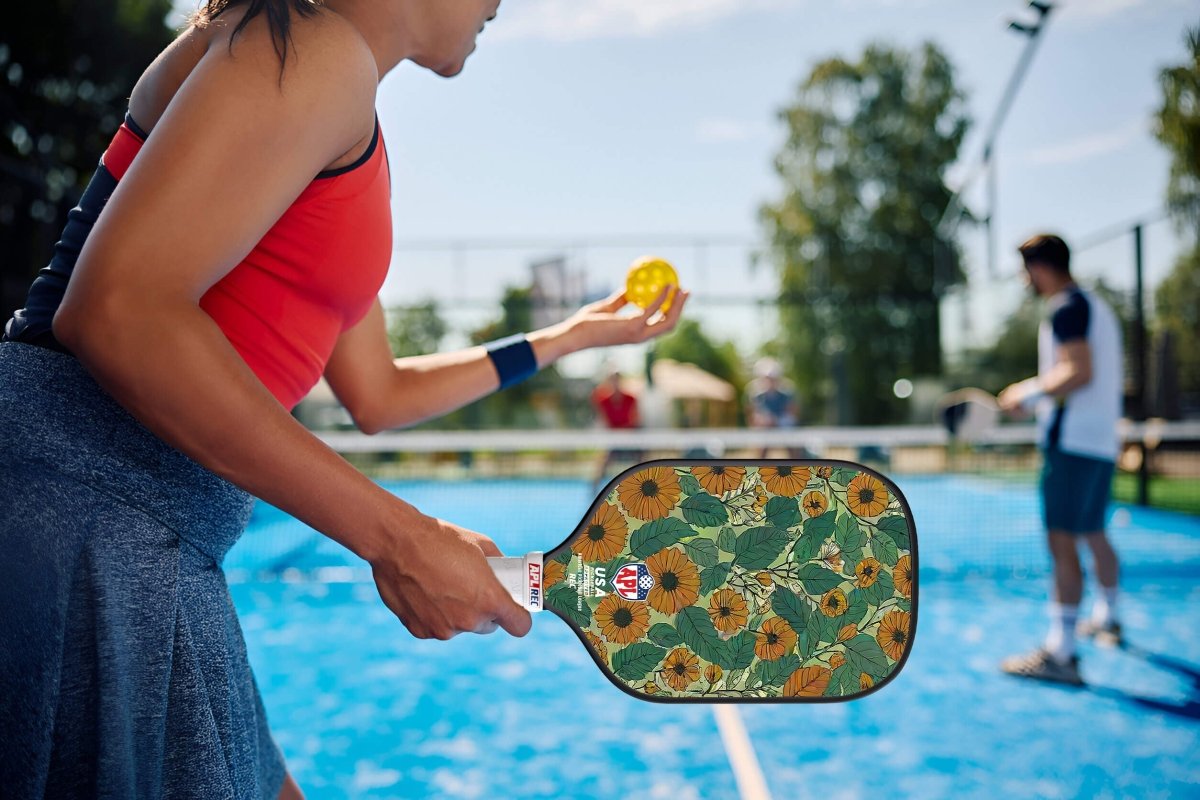 APL - Sun Flowers Pickleball Paddle | 16mm Carbon Fiber | Best Pickleball Paddles | American Pickleball League