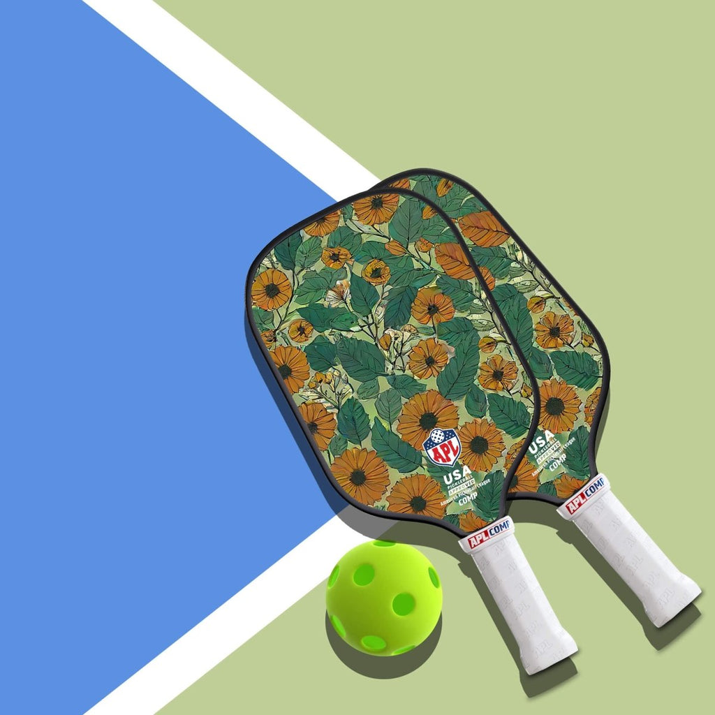 APL - Sun Flowers Pickleball Paddle | 16mm Carbon Fiber | Best Pickleball Paddles | American Pickleball League
