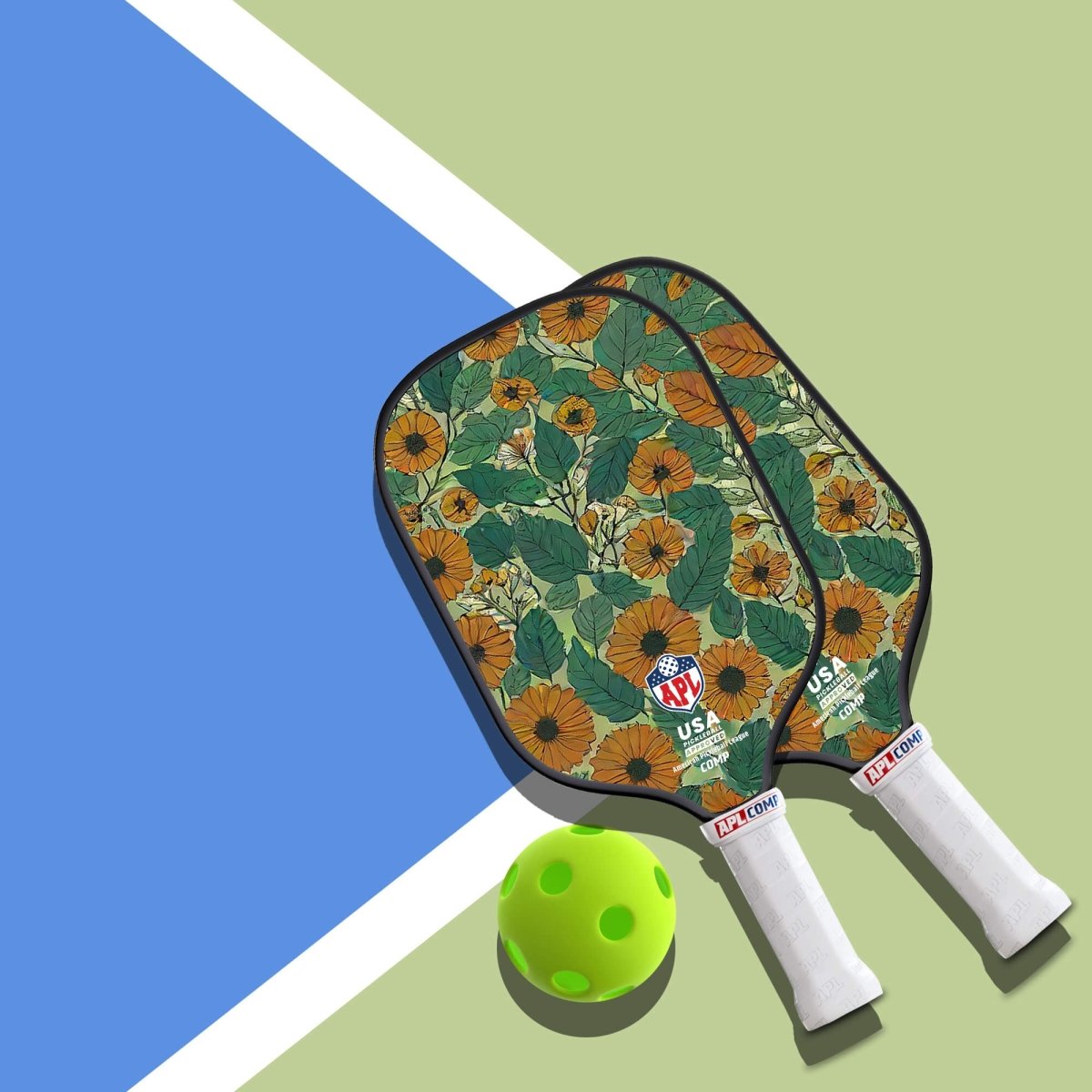APL - Sun Flowers Pickleball Paddle | 16mm Carbon Fiber | Best Pickleball Paddles | American Pickleball League