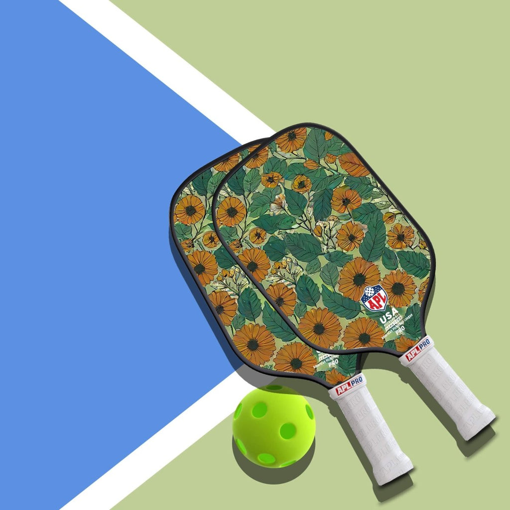 APL - Sun Flowers Pickleball Paddle | 16mm Carbon Fiber | Best Pickleball Paddles | American Pickleball League