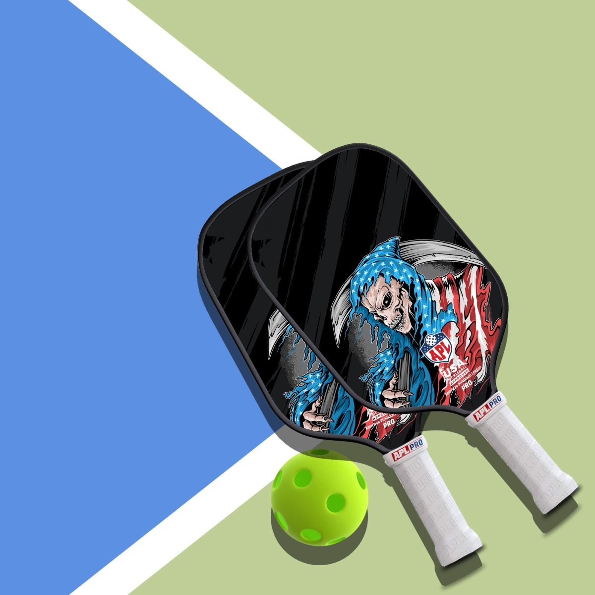 APL - Skull Flag Pickleball Paddle | 16mm Carbon Fiber | Best Pickleball Paddles | American Pickleball League