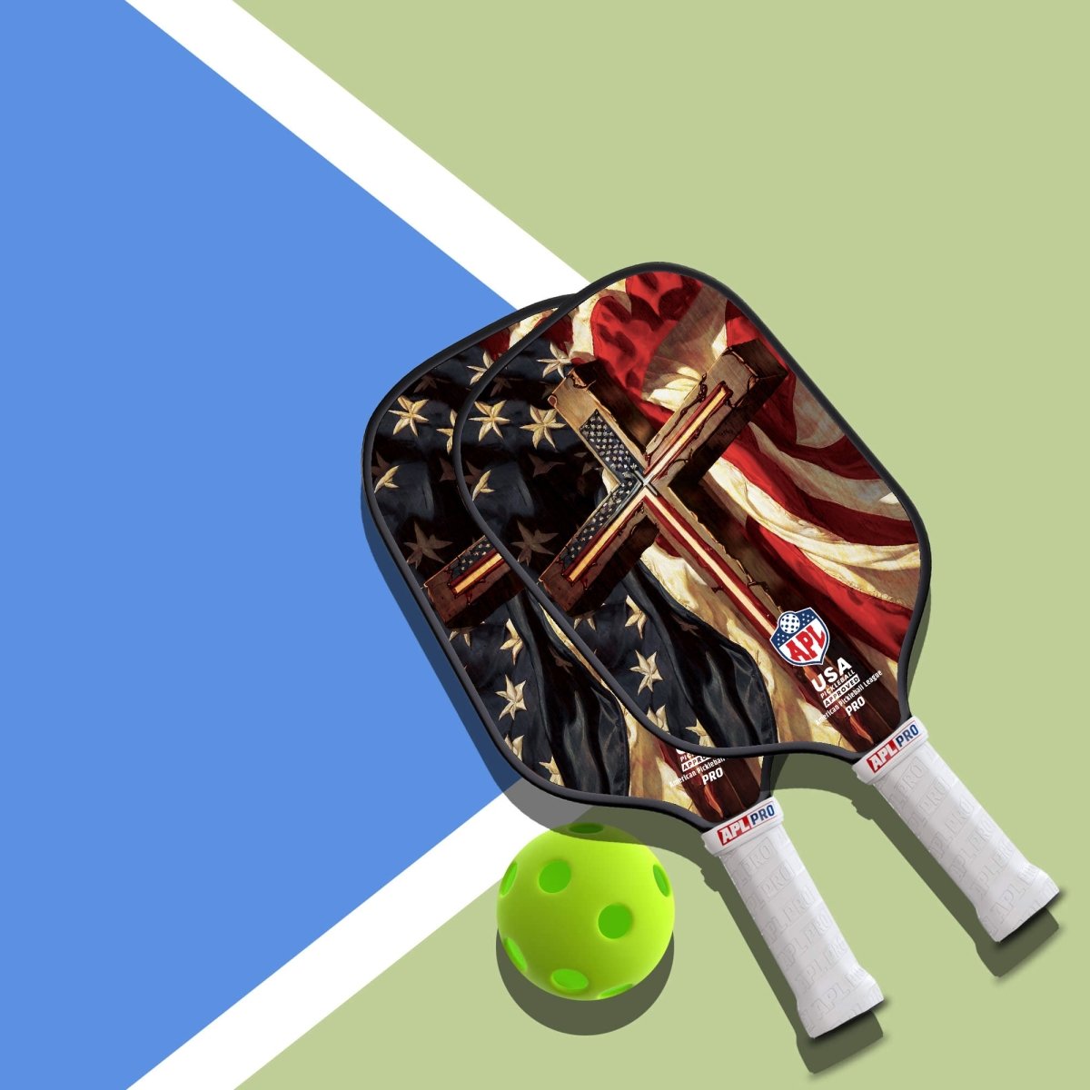 APL - Cross Flag | 16mm Carbon Fiber | Best Pickleball Paddles | American Pickleball League