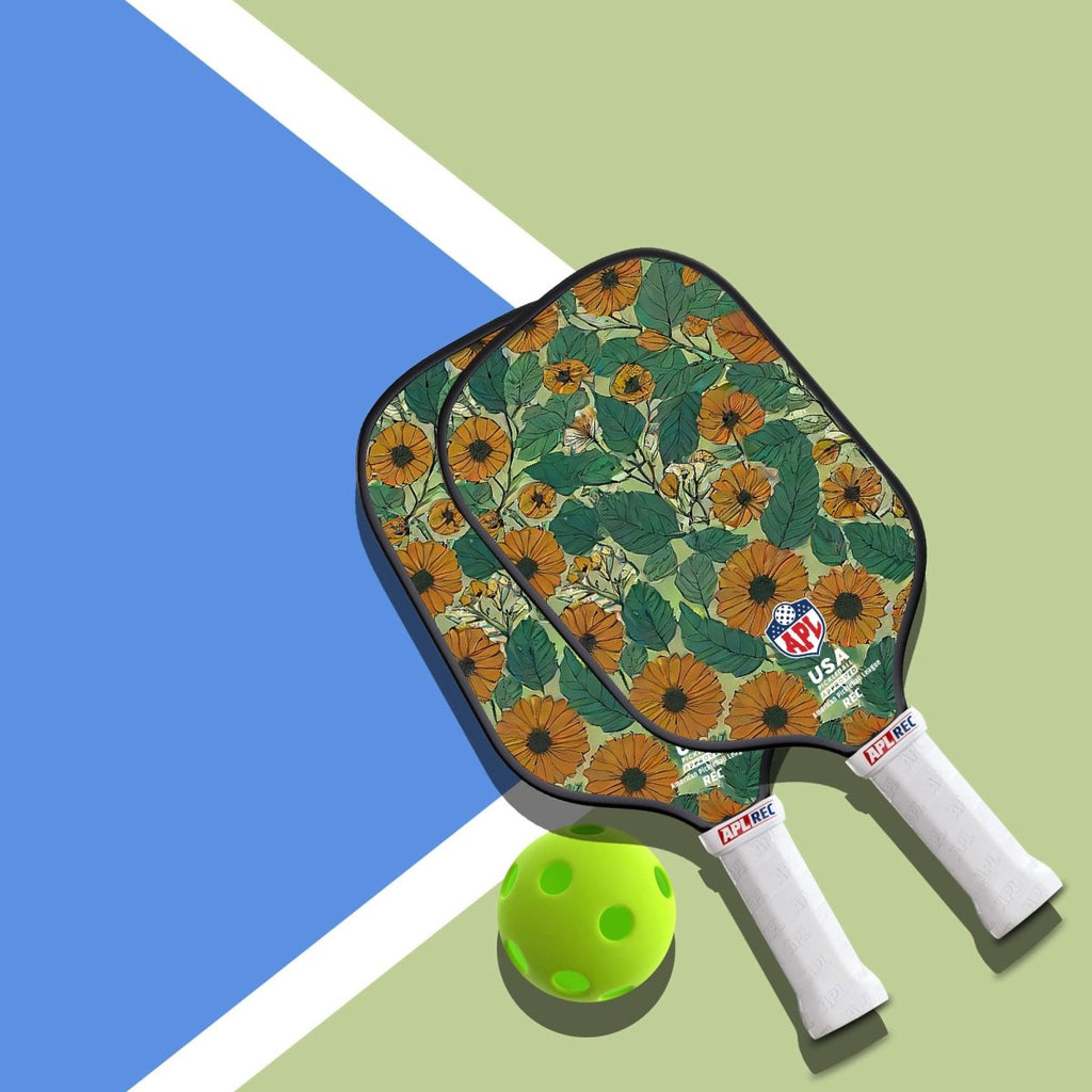 APL - Sun Flowers Pickleball Paddle | 16mm Carbon Fiber | Best Pickleball Paddles | American Pickleball League