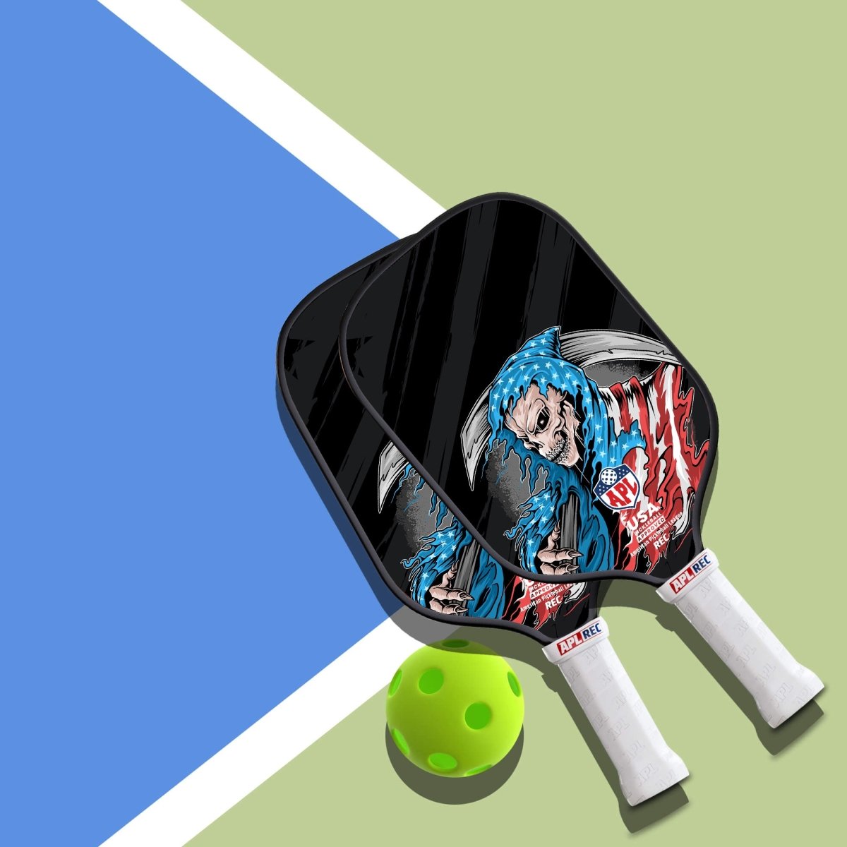 APL - Skull Flag Pickleball Paddle | 16mm Carbon Fiber | Best Pickleball Paddles | American Pickleball League