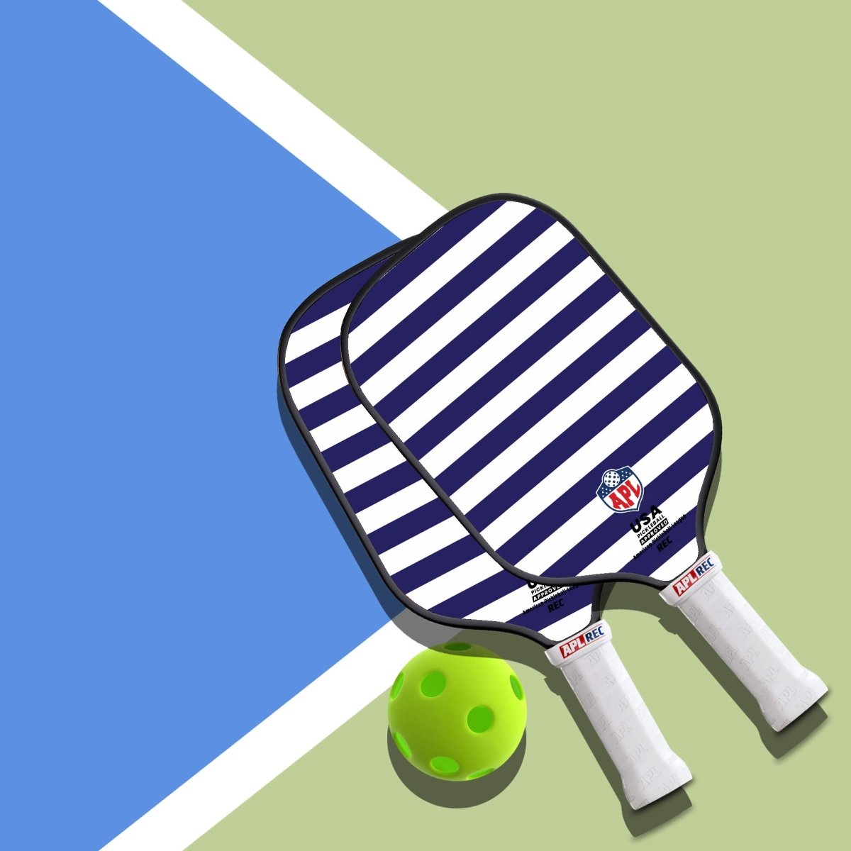 APL - White Blue Lines Pickleball Paddle | 16mm Carbon Fiber | Best Pickleball Paddles | American Pickleball League