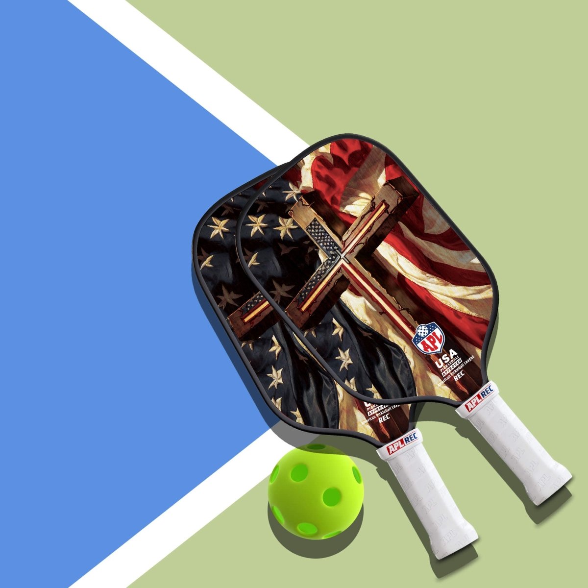 APL - Cross Flag | 16mm Carbon Fiber | Best Pickleball Paddles | American Pickleball League