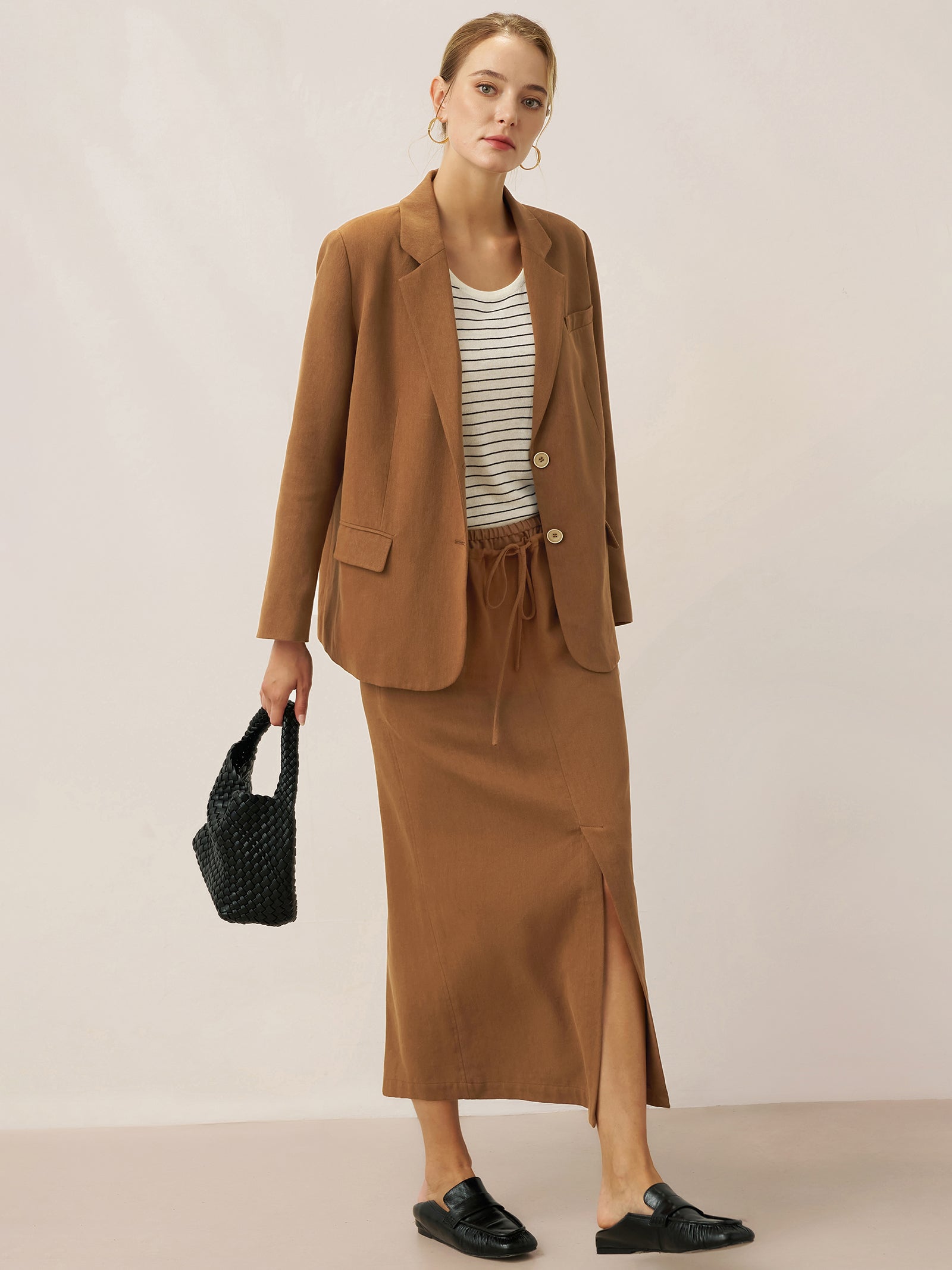 LINTICO Lyocell Linen Drawstring Split Maxi Skirt SAMANTHA — comparison shot