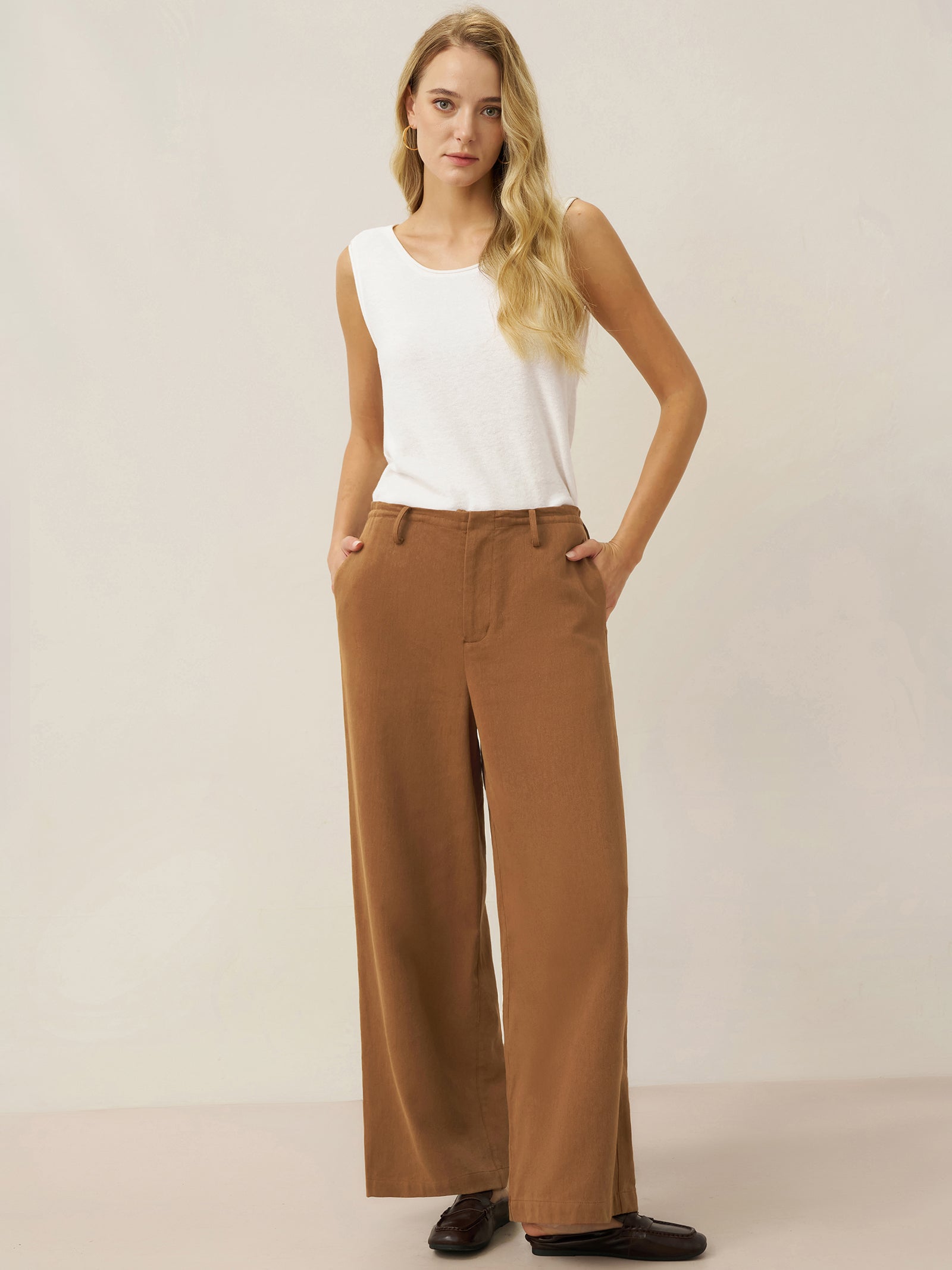 LINTICO Lyocell Linen Drawstring Straight Leg Pants RACHEL — detail shot 6