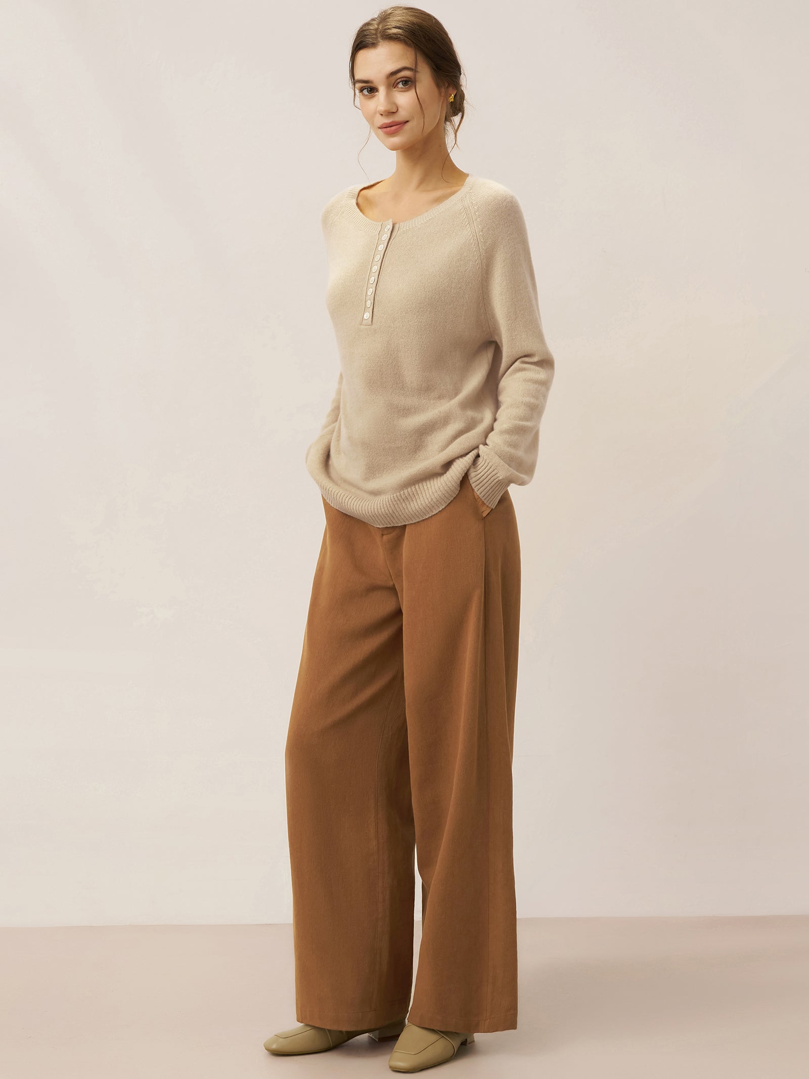 LINTICO Lyocell Linen Drawstring Straight Leg Pants RACHEL — lifestyle worn / used context
