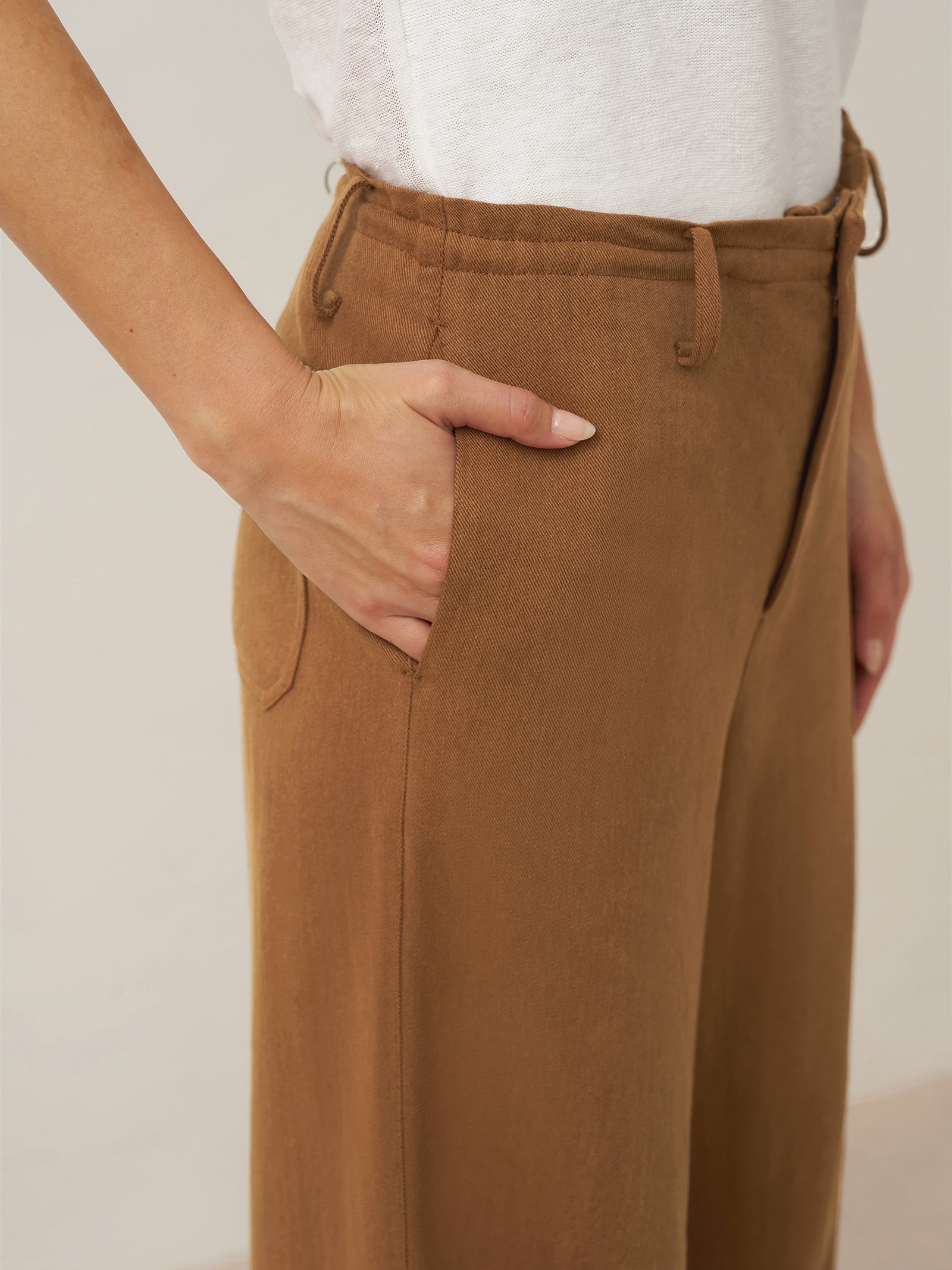 LINTICO Lyocell Linen Drawstring Straight Leg Pants RACHEL — detail shot 8