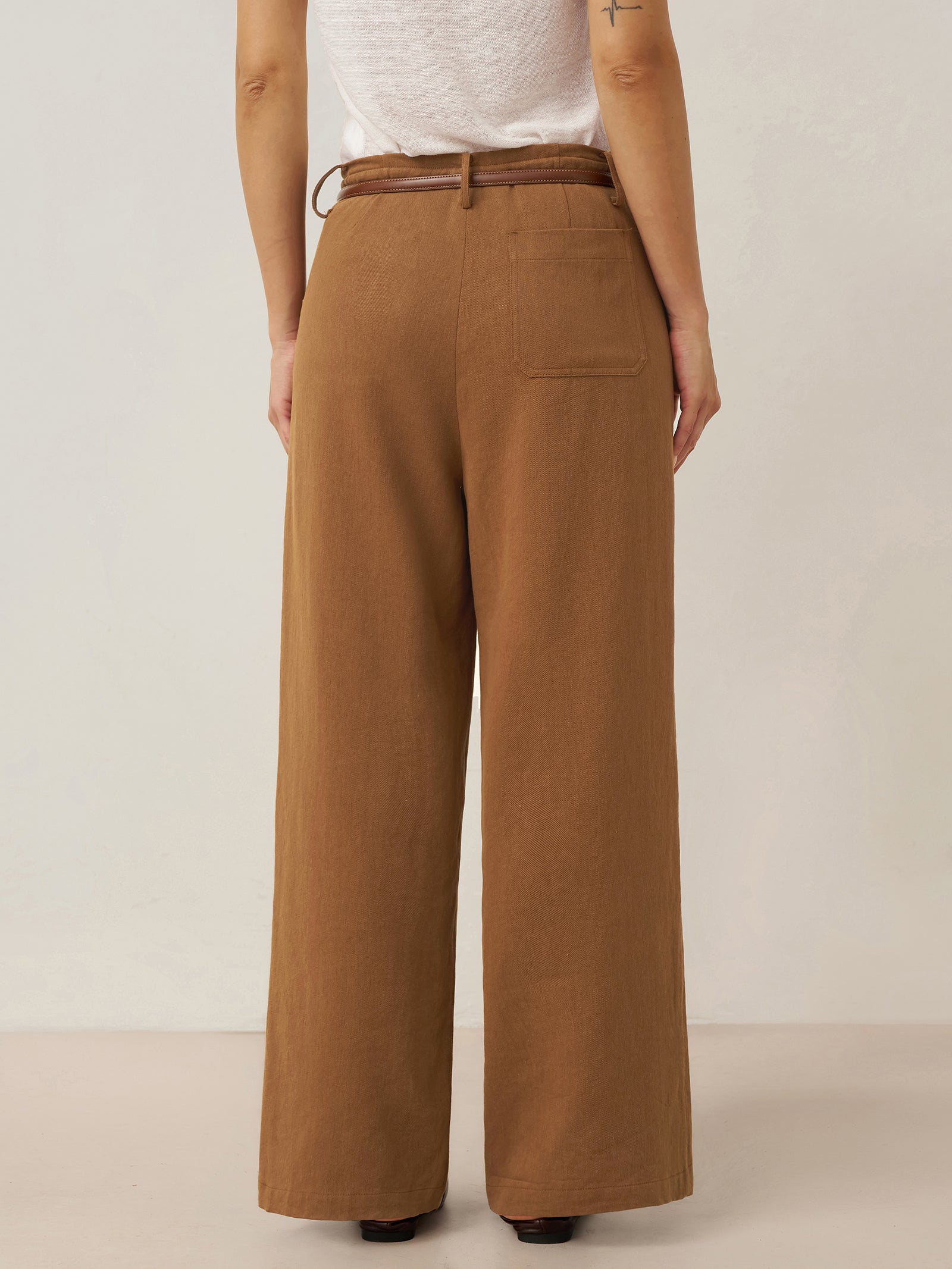 LINTICO Lyocell Linen Drawstring Straight Leg Pants RACHEL — bottoms-pants-linen blend category context