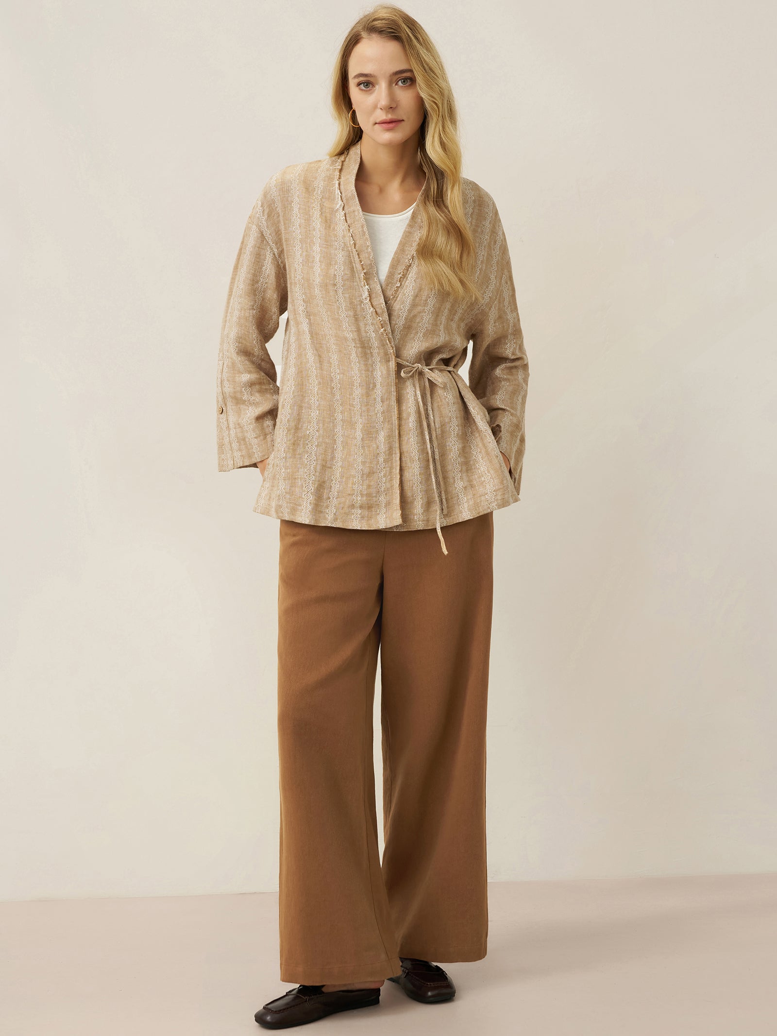 LINTICO Lyocell Linen Drawstring Straight Leg Pants RACHEL — detail shot 10