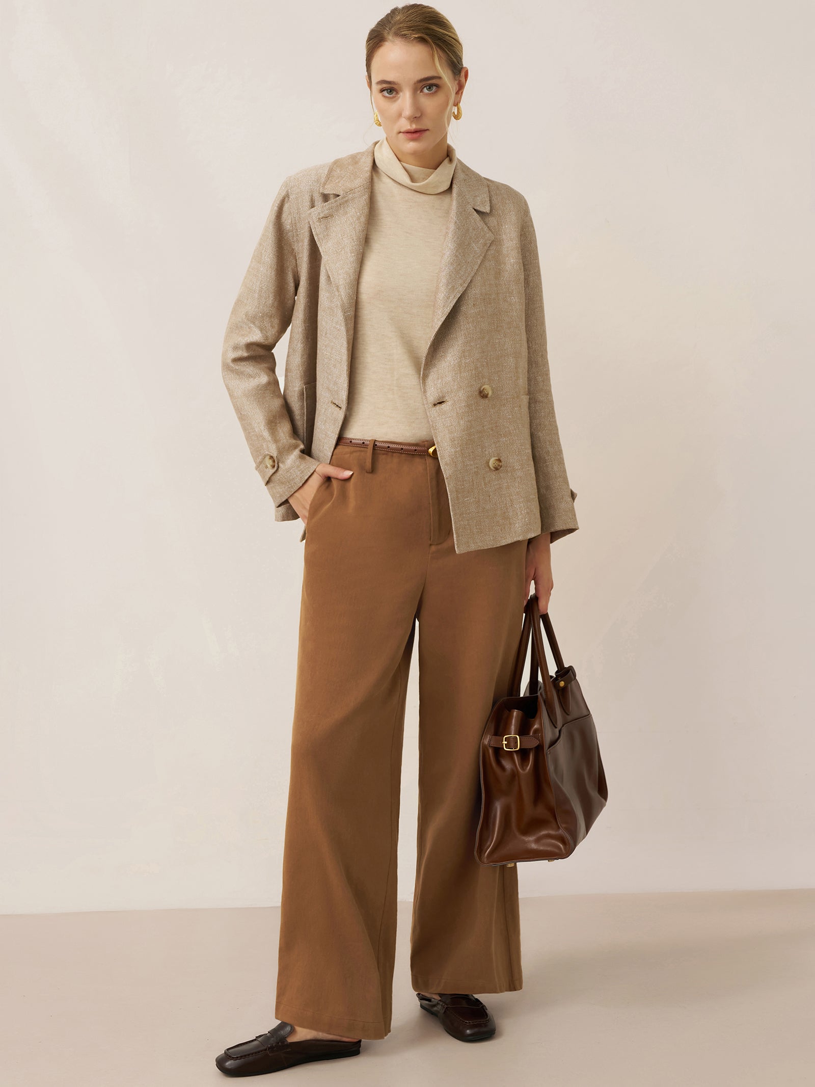 LINTICO Lyocell Linen Drawstring Straight Leg Pants RACHEL — feature highlight