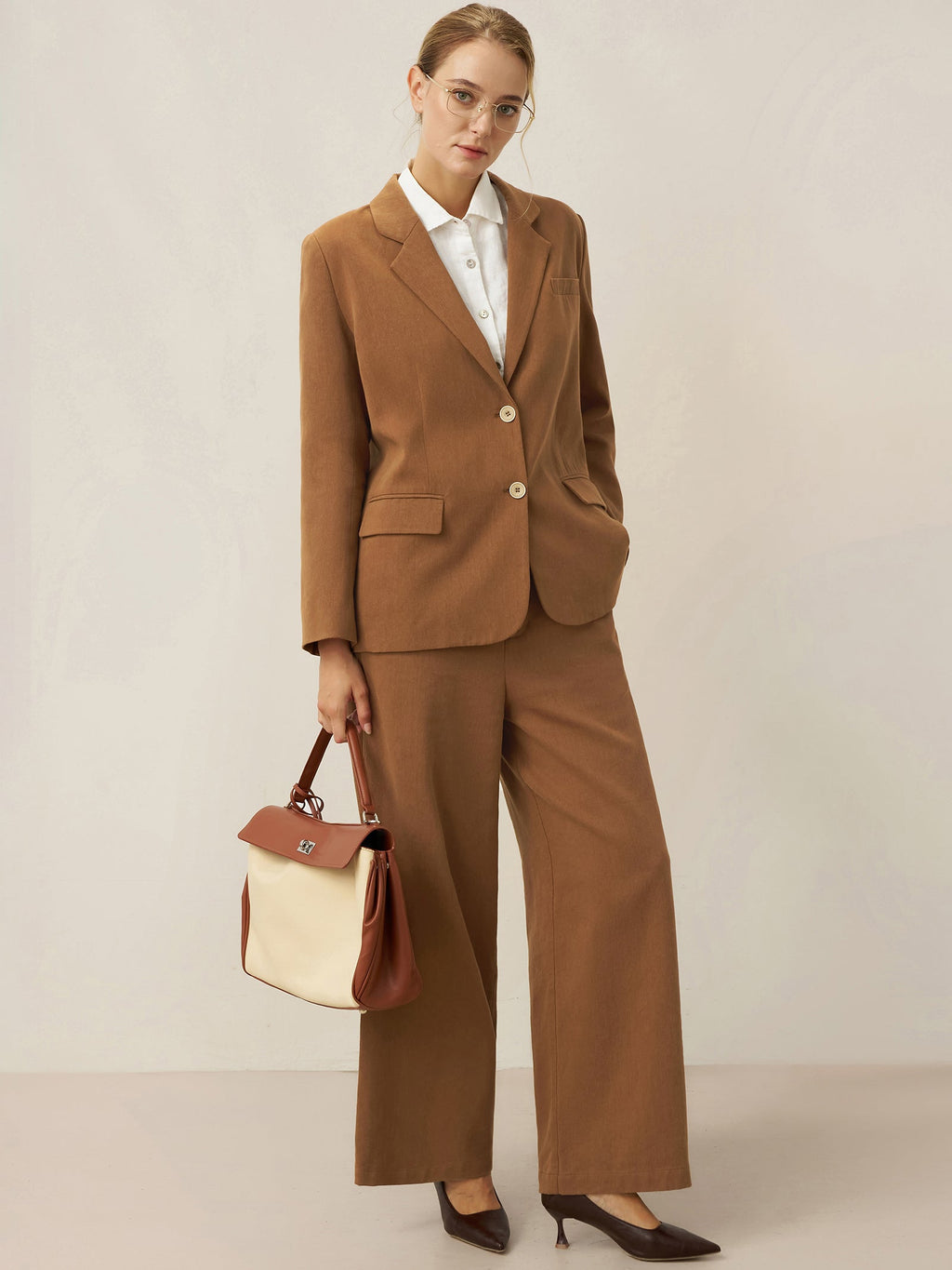 LINTICO Lyocell Linen Drawstring Straight Leg Pants RACHEL — fabric or material detail
