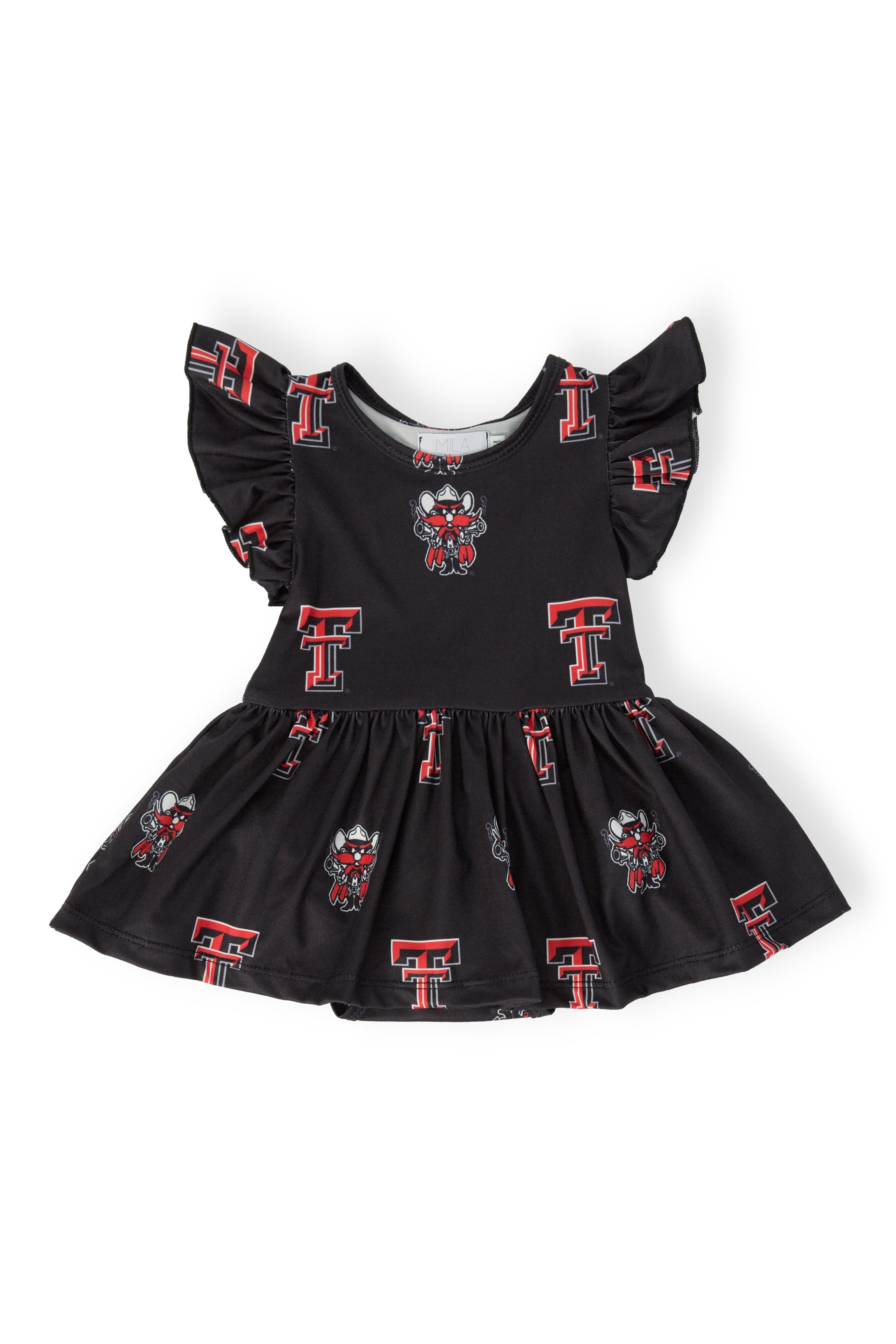 Mila & Rose ® Texas Tech Black Raider Red Flutter Twirl Bodysuit — main product shot