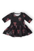 Mila & Rose ® Texas Tech Black Raider Red 3/4 Sleeve Twirl Bodysuit — main product shot