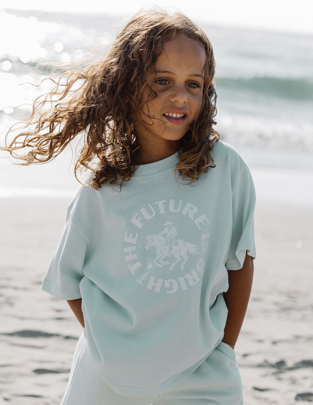 Elevated Faith The Future Is Bright Kids Tee — side view