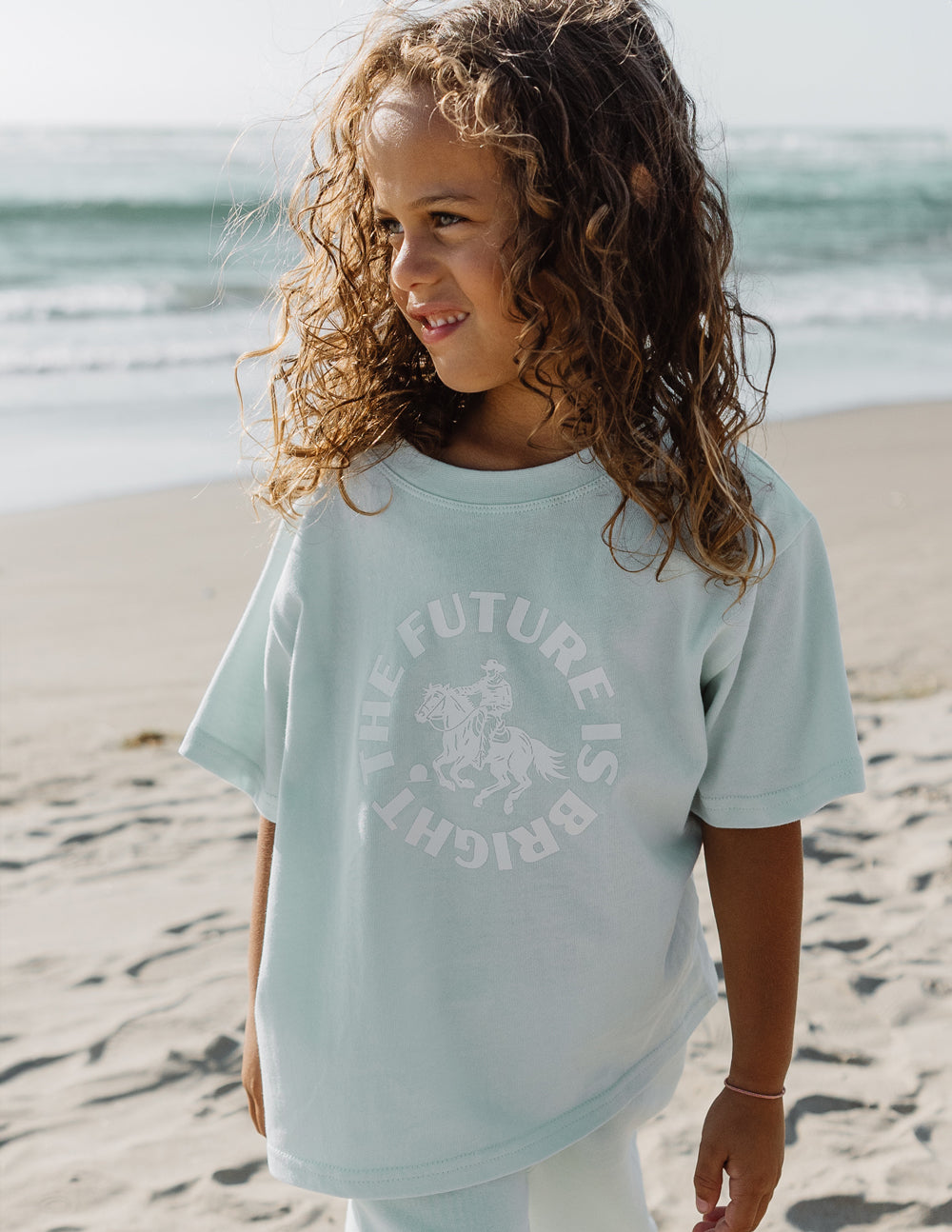 Elevated Faith The Future Is Bright Kids Tee — in-use photo
