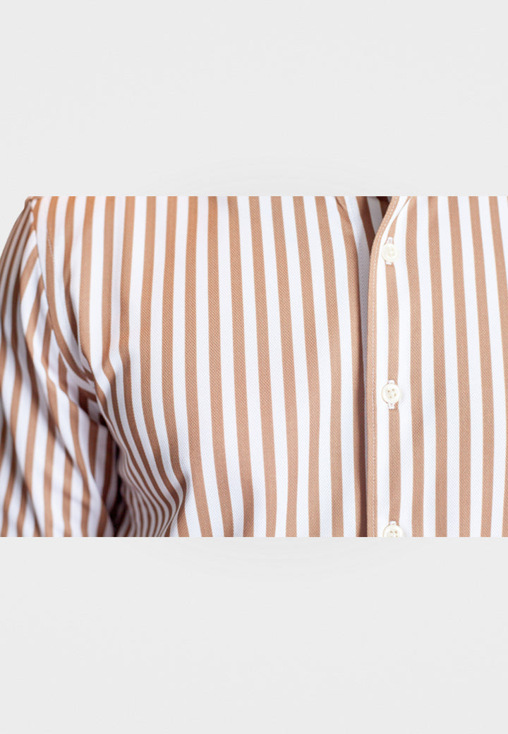 Buki The Go Big Stripe Long Sleeve Tech Shirt - Espresso — lifestyle context