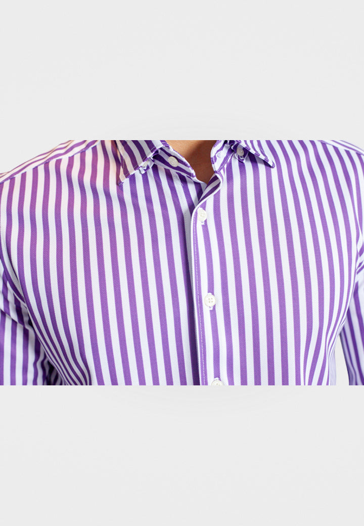 Buki The Go Big Stripe Long Sleeve Tech Shirt - Grape — side view