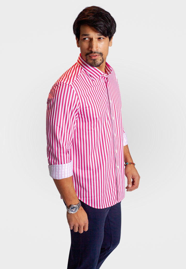 Buki The Go Big Stripe Long Sleeve Tech Shirt - Sunset Stripe — lifestyle context