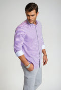 Buki The Go Big Stripe Long Sleeve Tech Shirt - Grape — main product shot