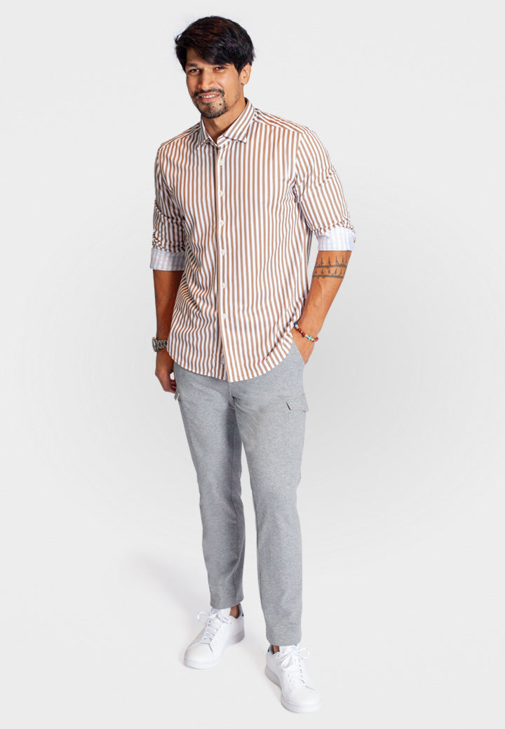 Buki The Go Big Stripe Long Sleeve Tech Shirt - Espresso — packaging