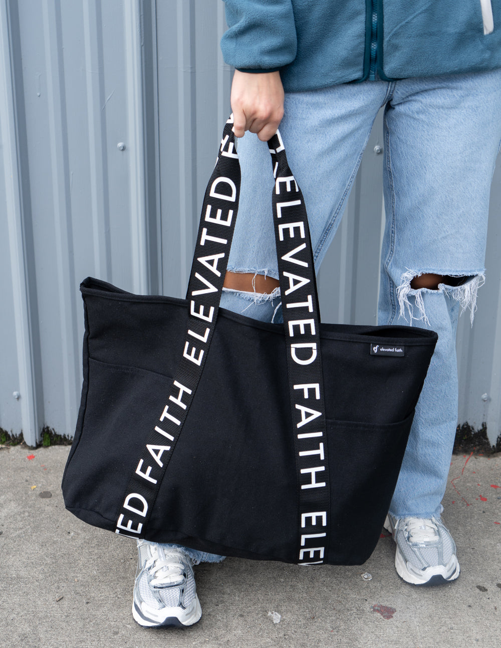 Elevated Faith The Large Everyday Black Tote — alternative angle