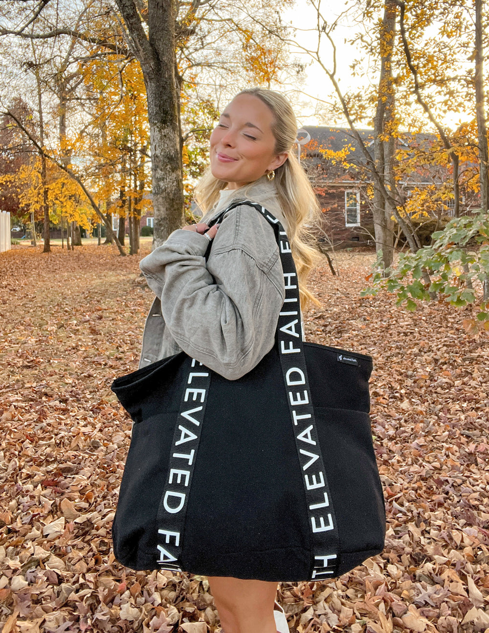 Elevated Faith The Large Everyday Black Tote — side view