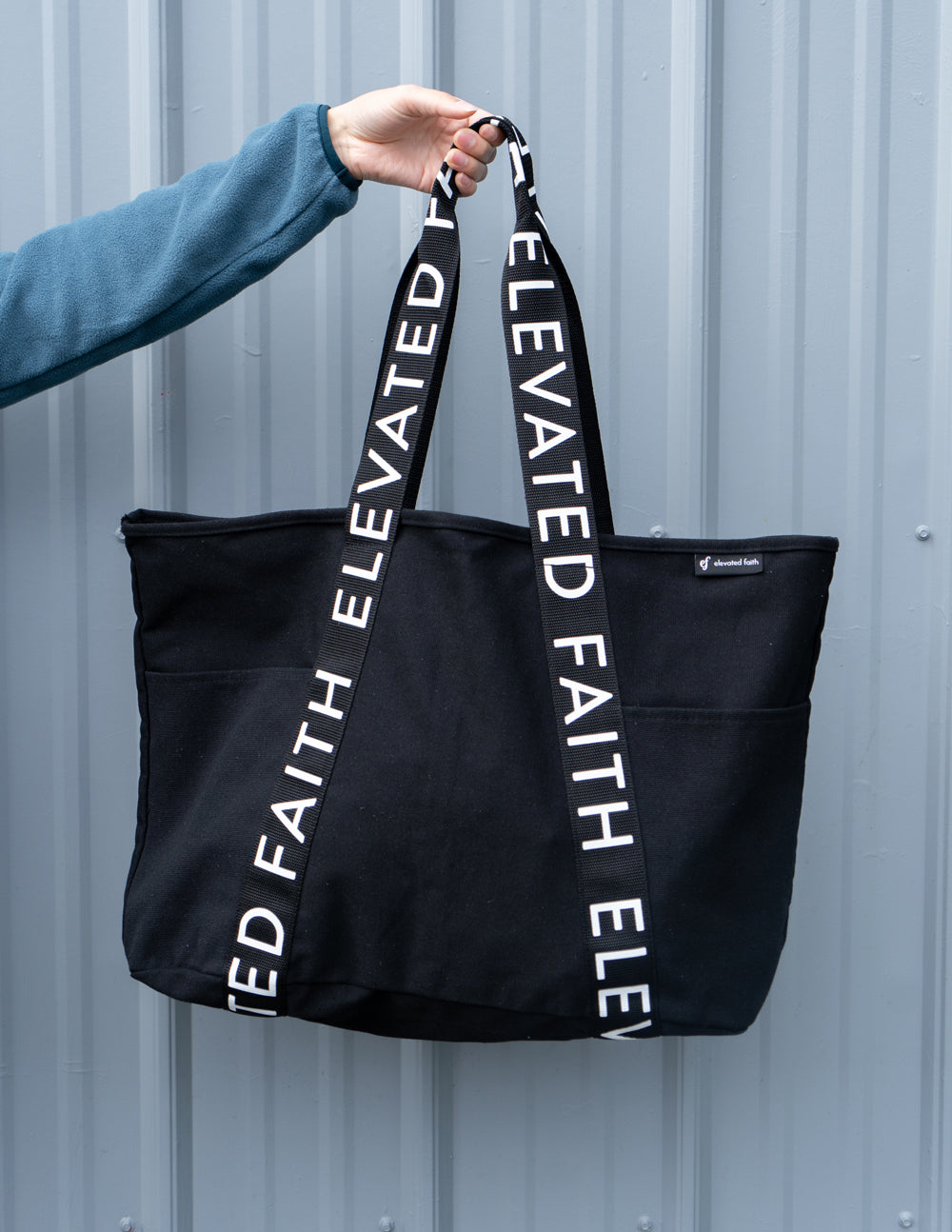 Elevated Faith The Large Everyday Black Tote — in-use photo
