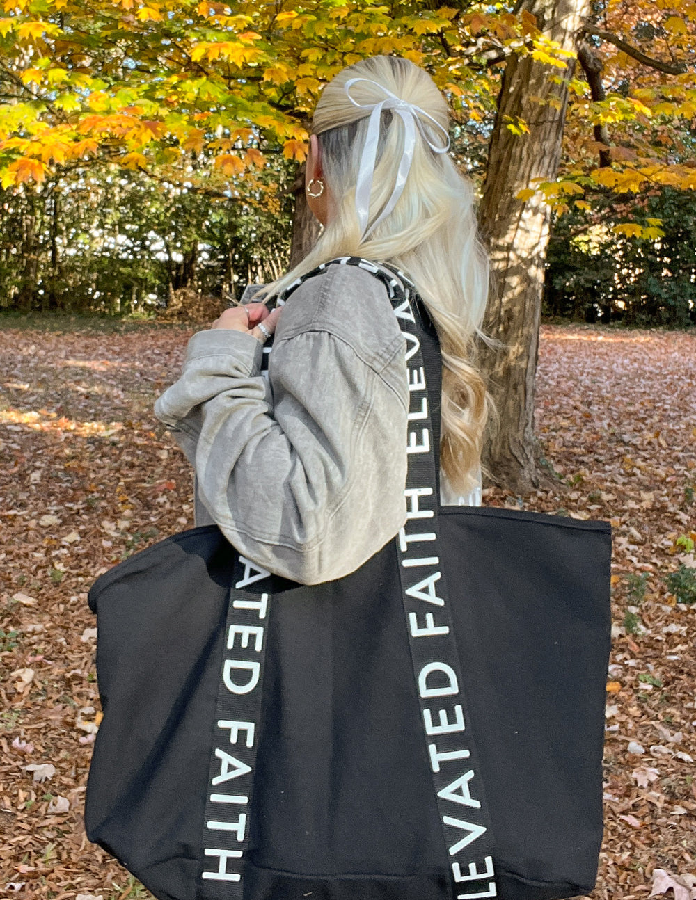 Elevated Faith The Large Everyday Black Tote — back view