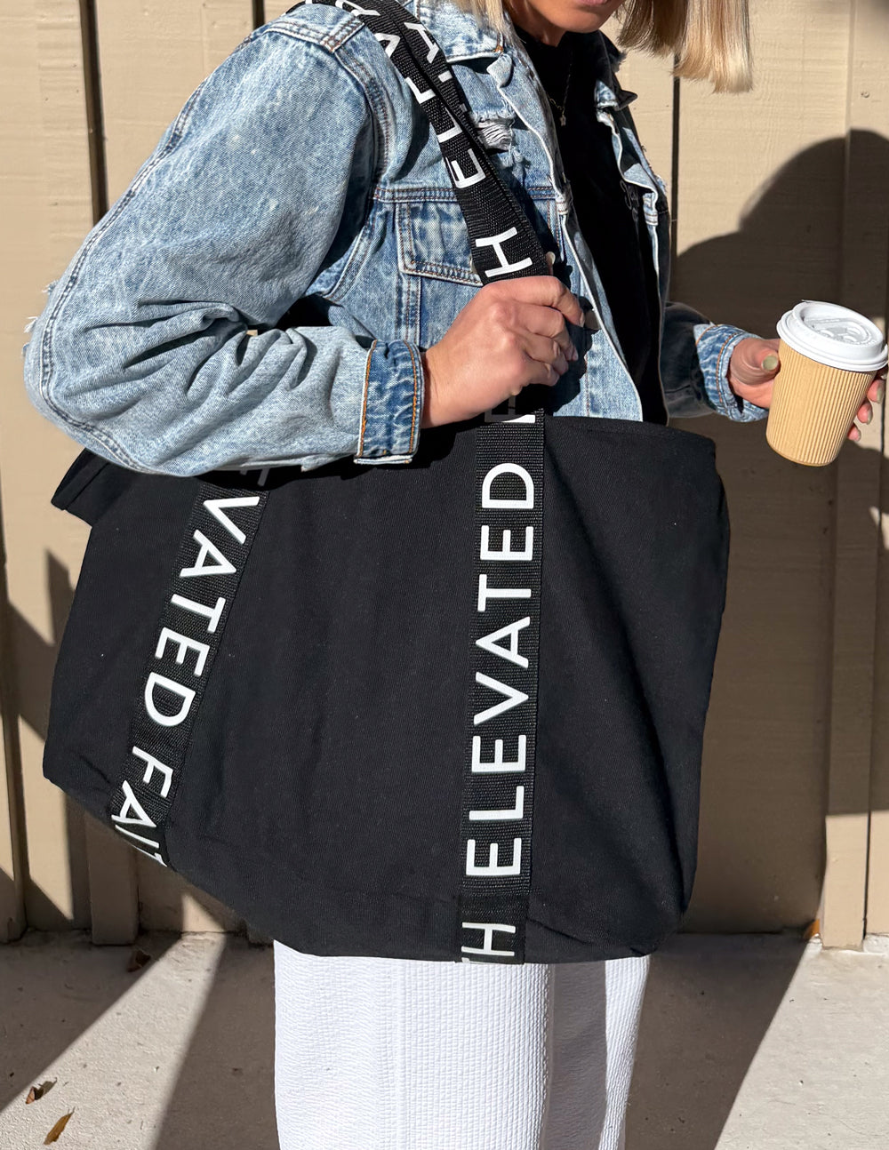 Elevated Faith The Large Everyday Black Tote — main product shot