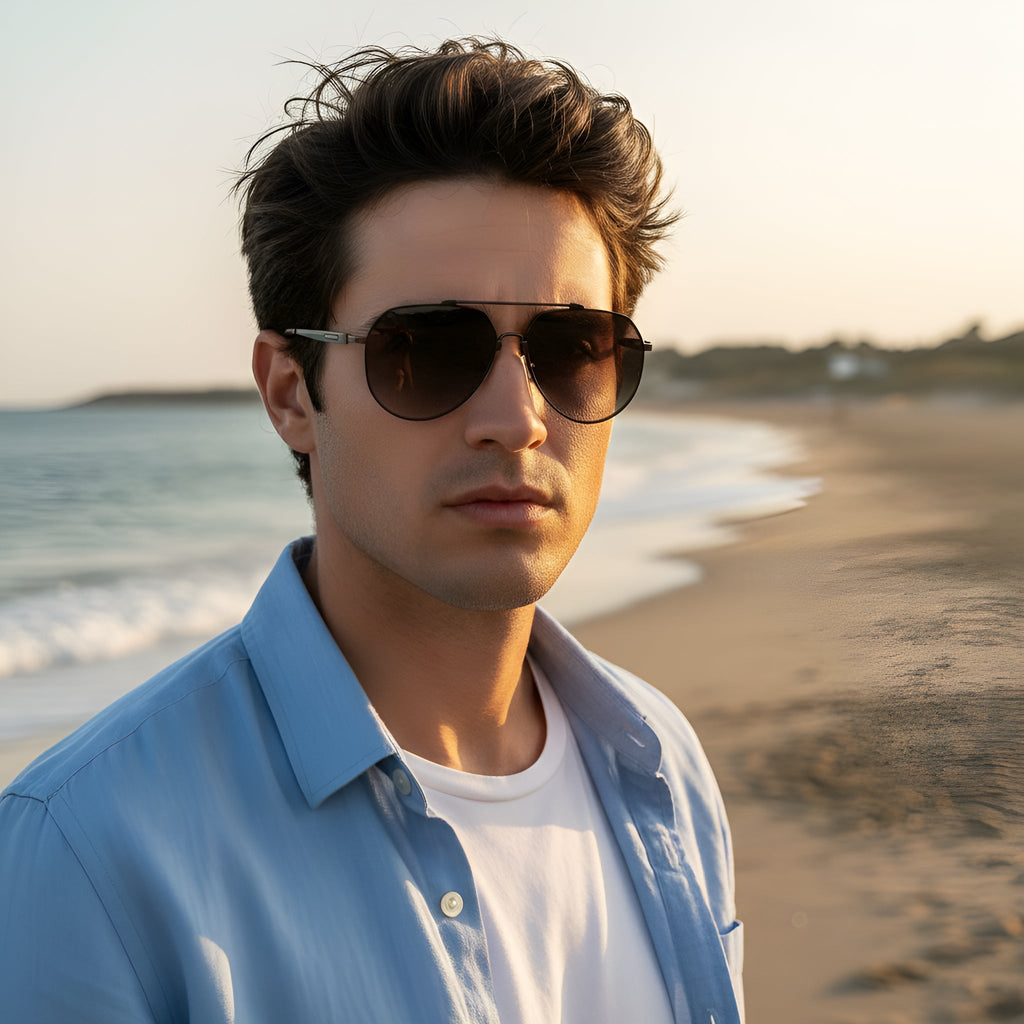 OHO's OHO's MONTAGE Sunglasses (Color Variant 2) — Layered Montage Silhouette — lifestyle worn / used context