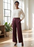 KADOU BOUTIQUE The Bordeaux Palazzo Pants by Molly Bracken — detail close-up