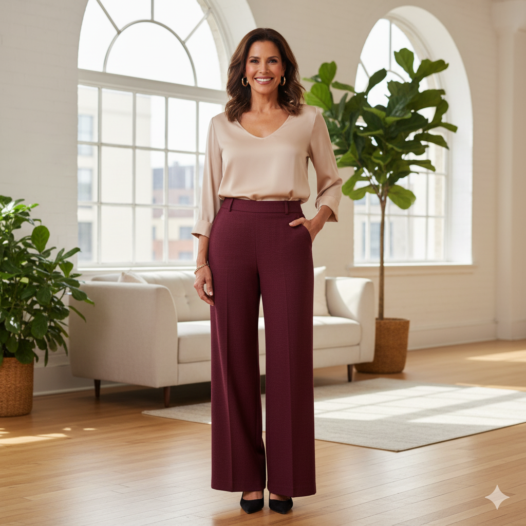 KADOU BOUTIQUE The Bordeaux Palazzo Pants by Molly Bracken — main product shot