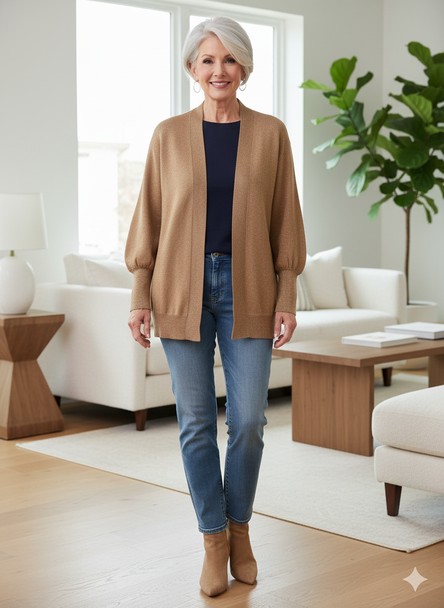 KADOU BOUTIQUE The Effortless Fine Knit Cardigan by Molly Bracken — detail close-up