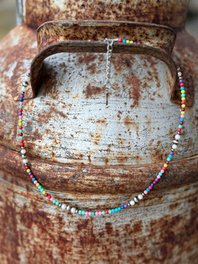 Sterling Silver Prism And Pearl Necklace