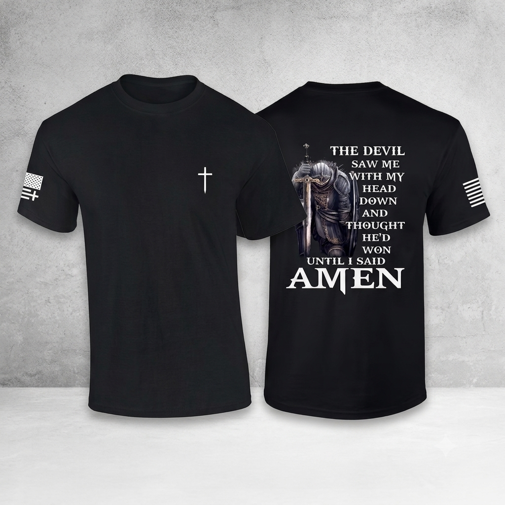 "The Devil Saw Me With My Head Down" Graphic T-Shirt – Dark Aesthetic Stoic Resilience Unisex Crewneck Tee